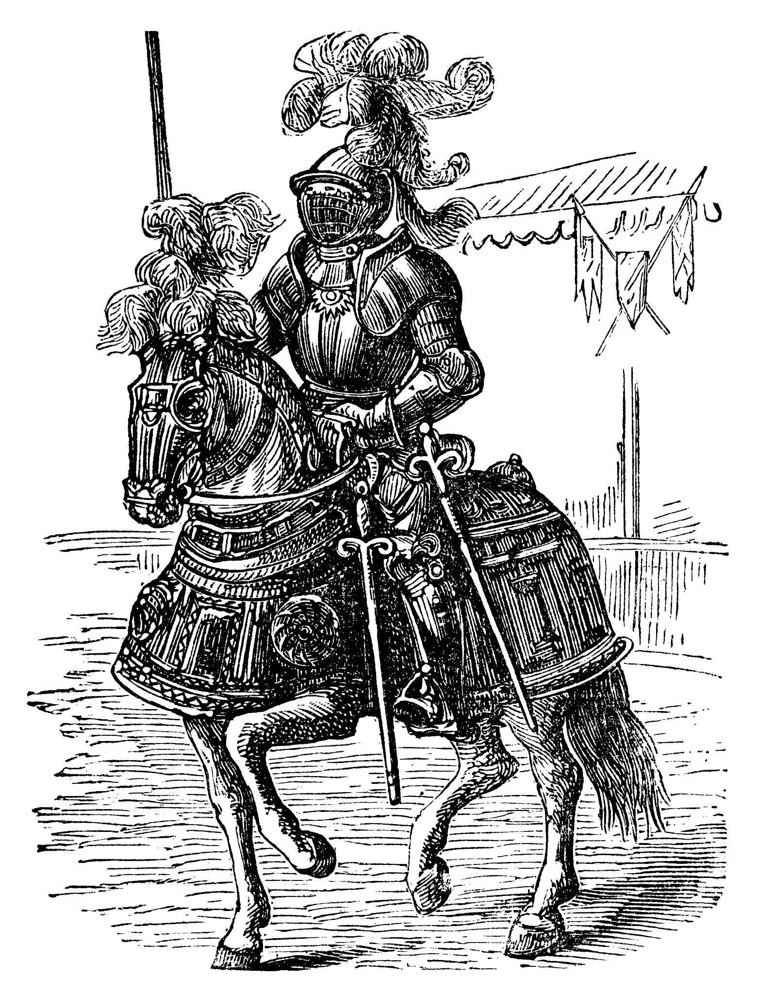 ironclad full bodied armored horse and rider.