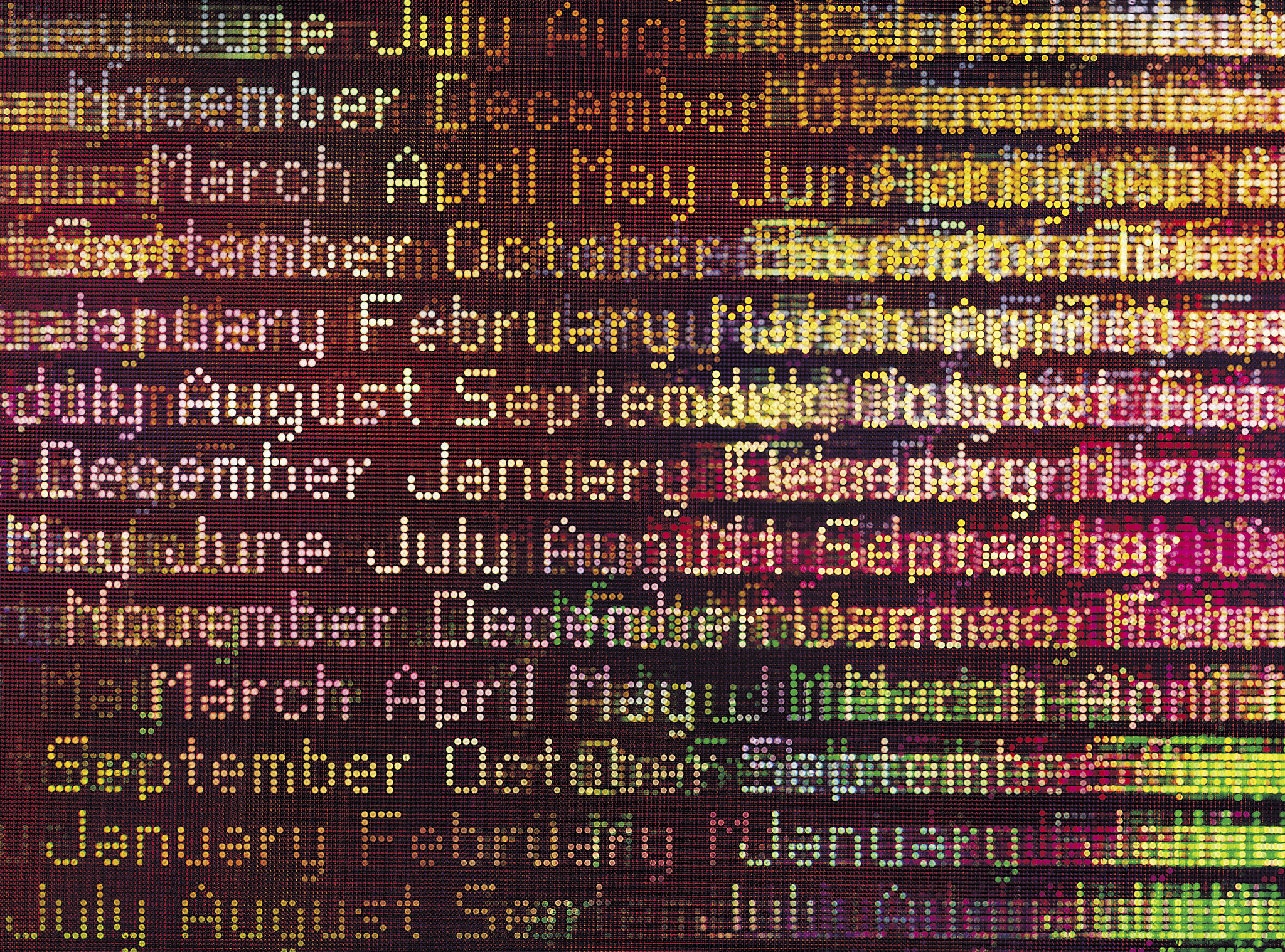 digital readout of months of the year