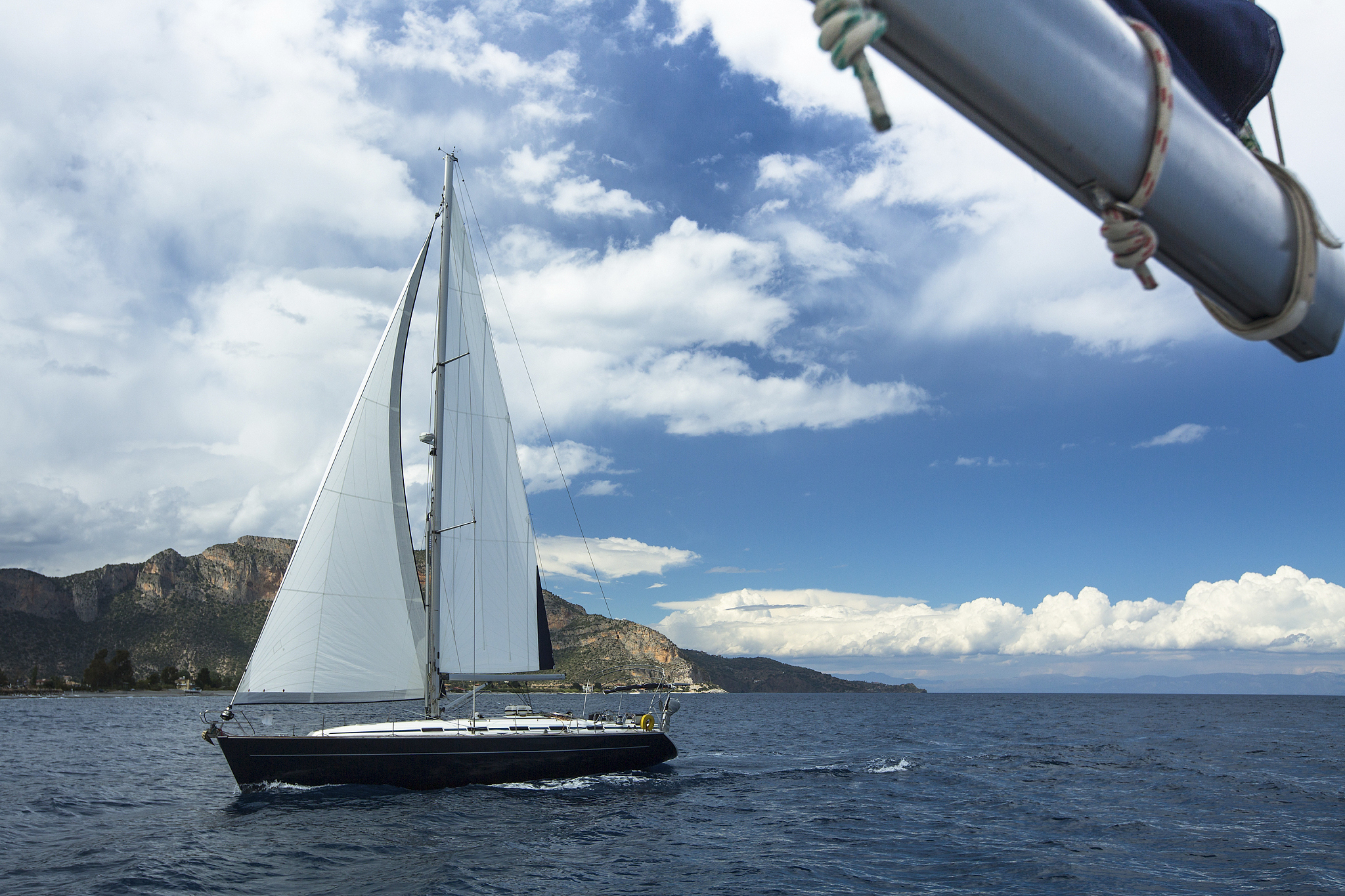 sailing boat in the aegean sea. sailing competitions.