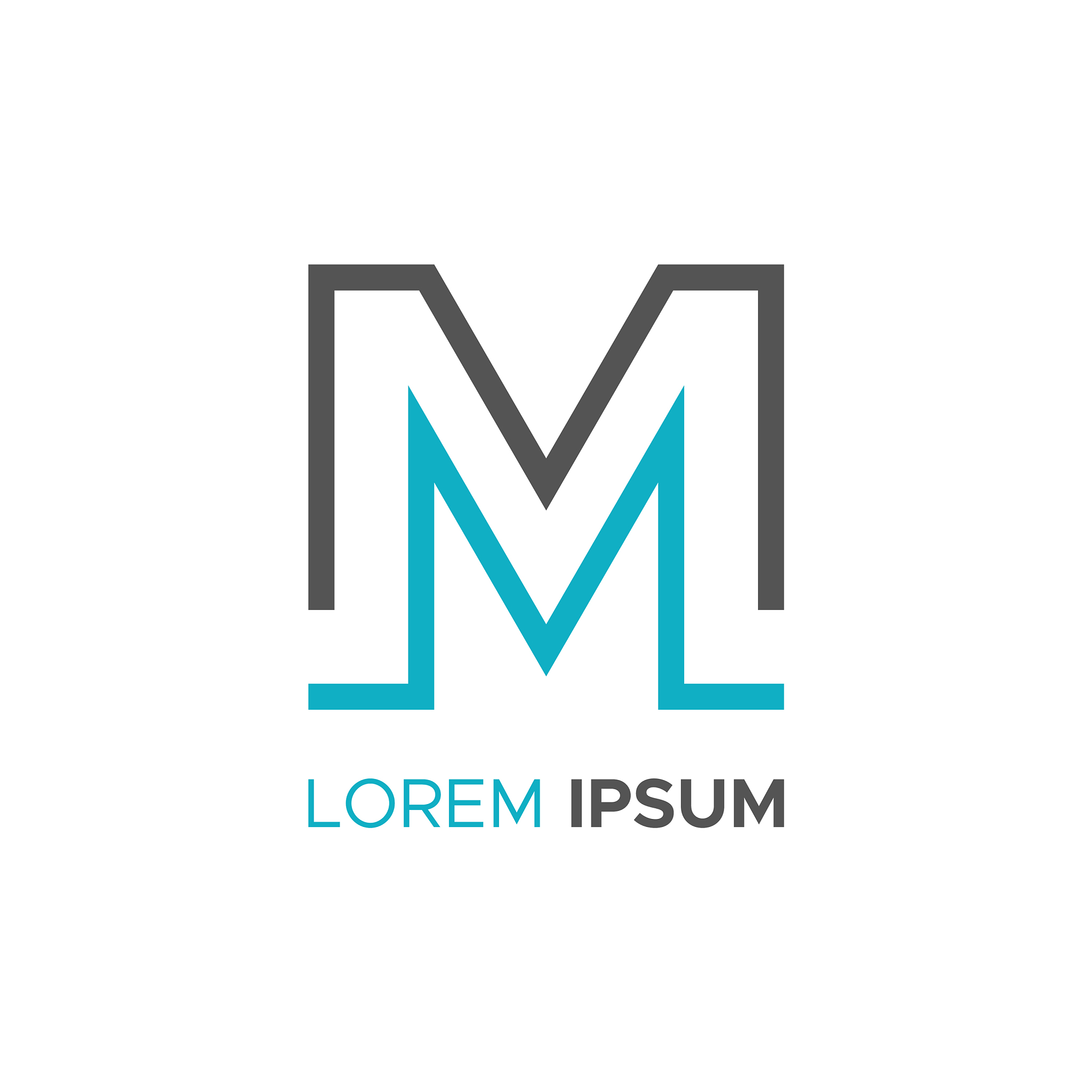 simple flat line letter m logo concept design