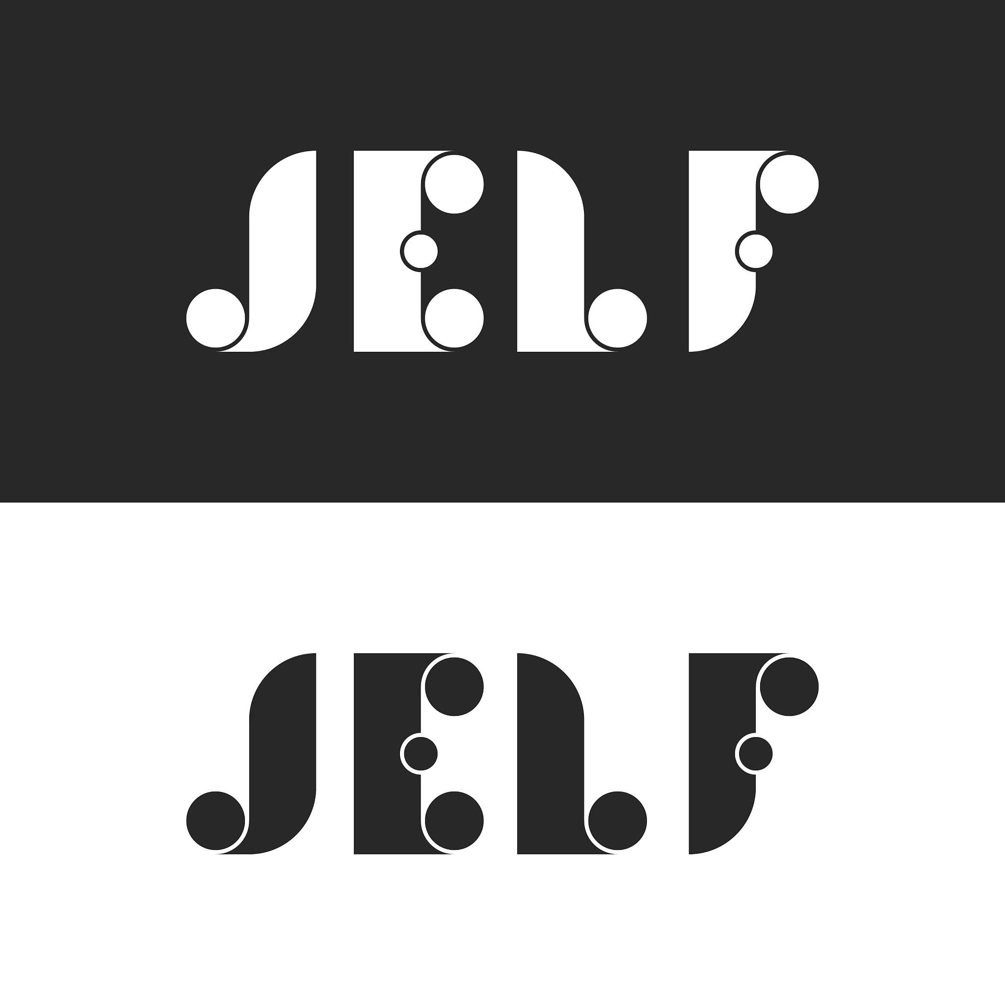 set bold letters with circle j e l f logo mockup