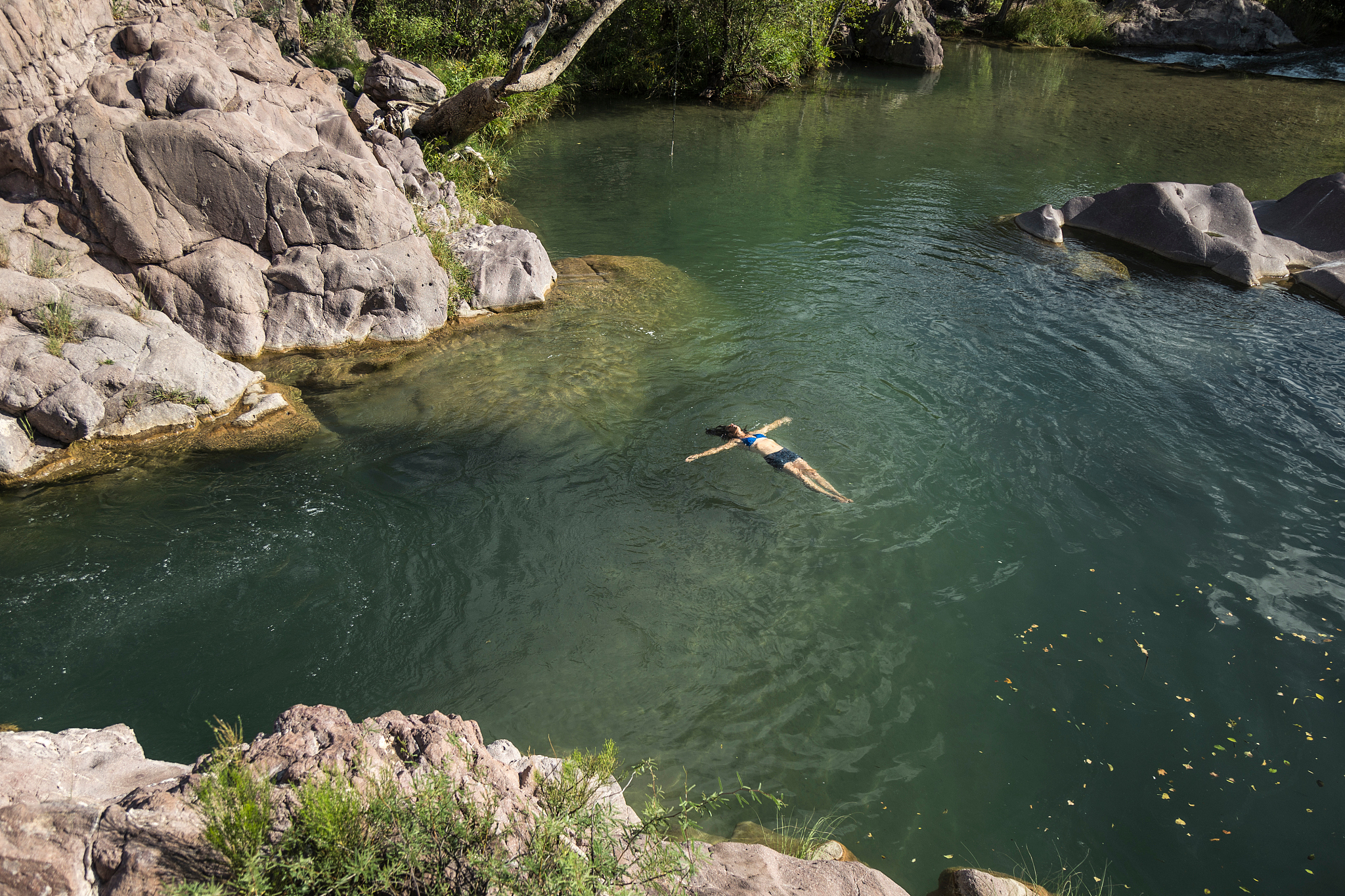 woman swimming in lake
