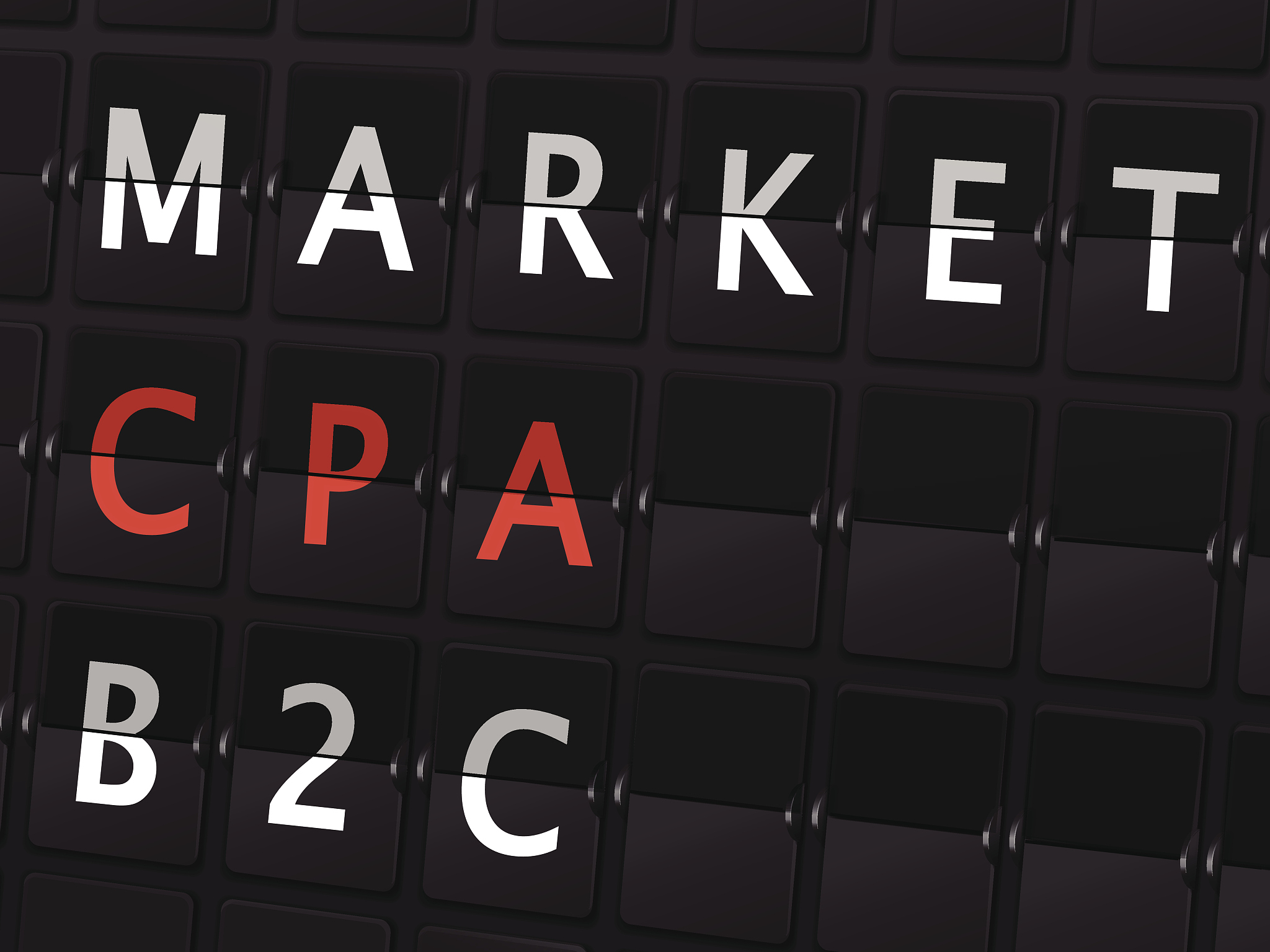 market cpa b2c words on airport board