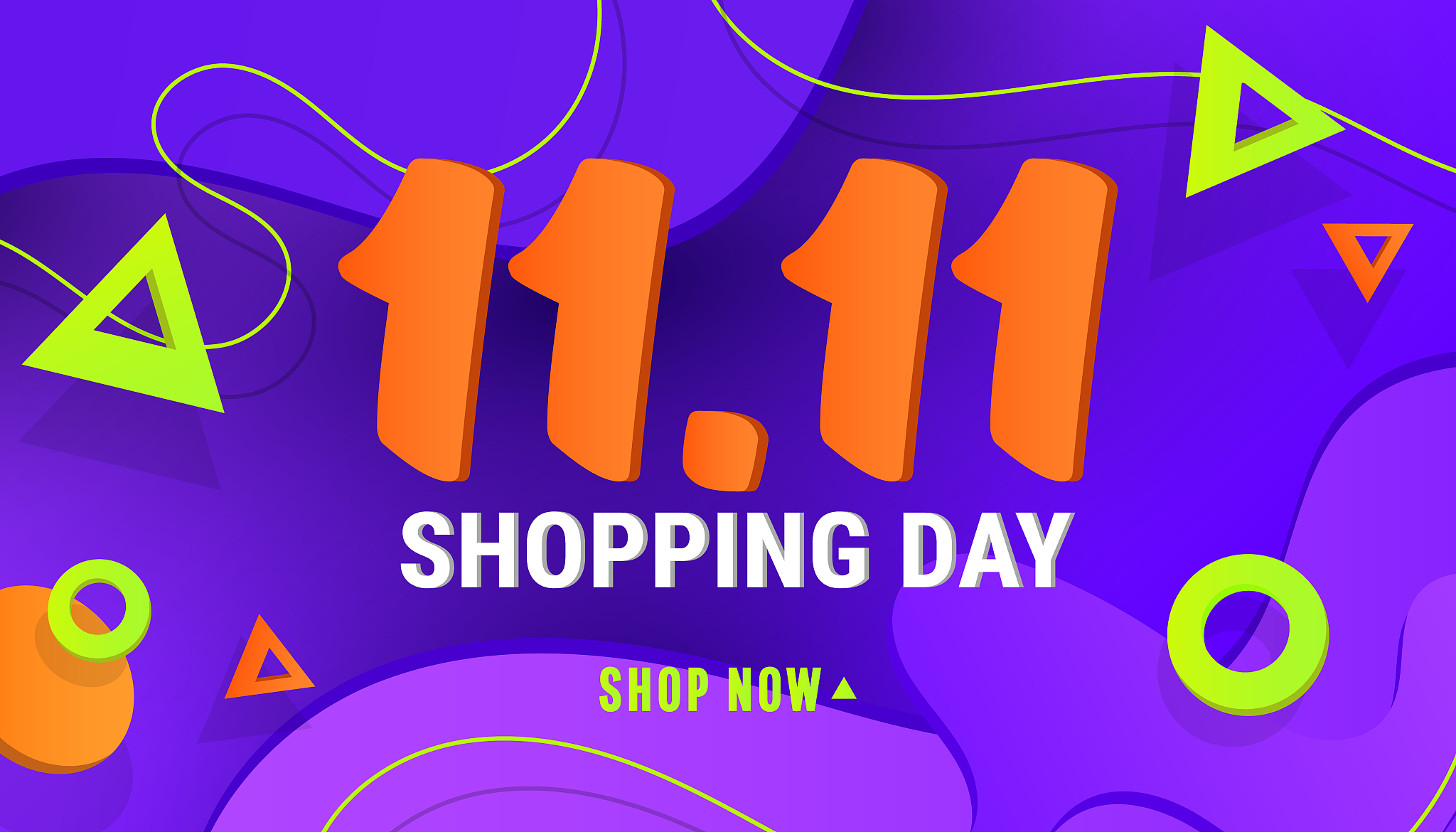 11.11 shopping day sale banner background with polygonal gradien
