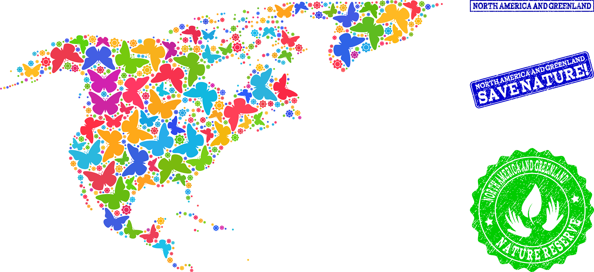 save nature composition of map of north america