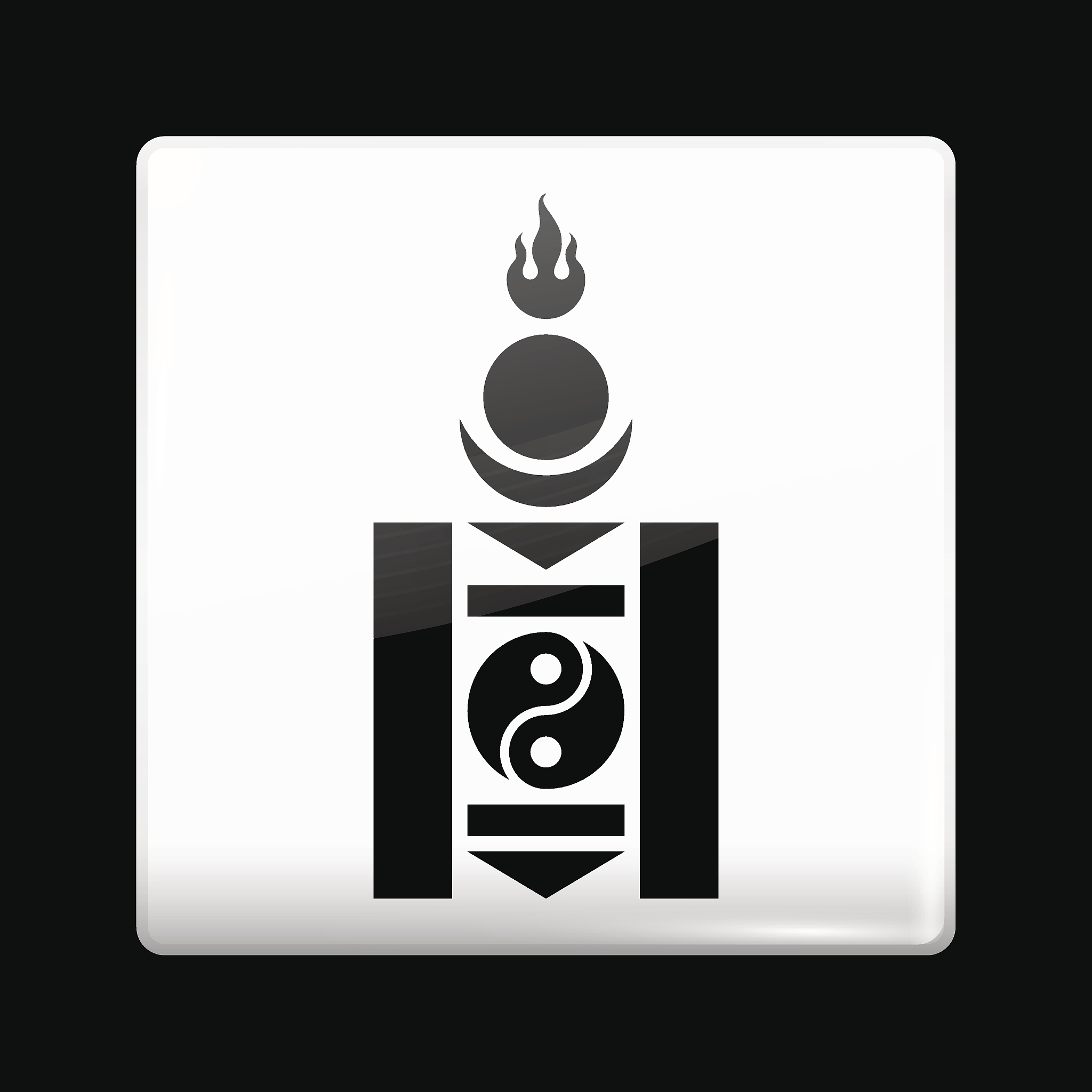 mongolian soyombo in black and white. glassy icon square shape