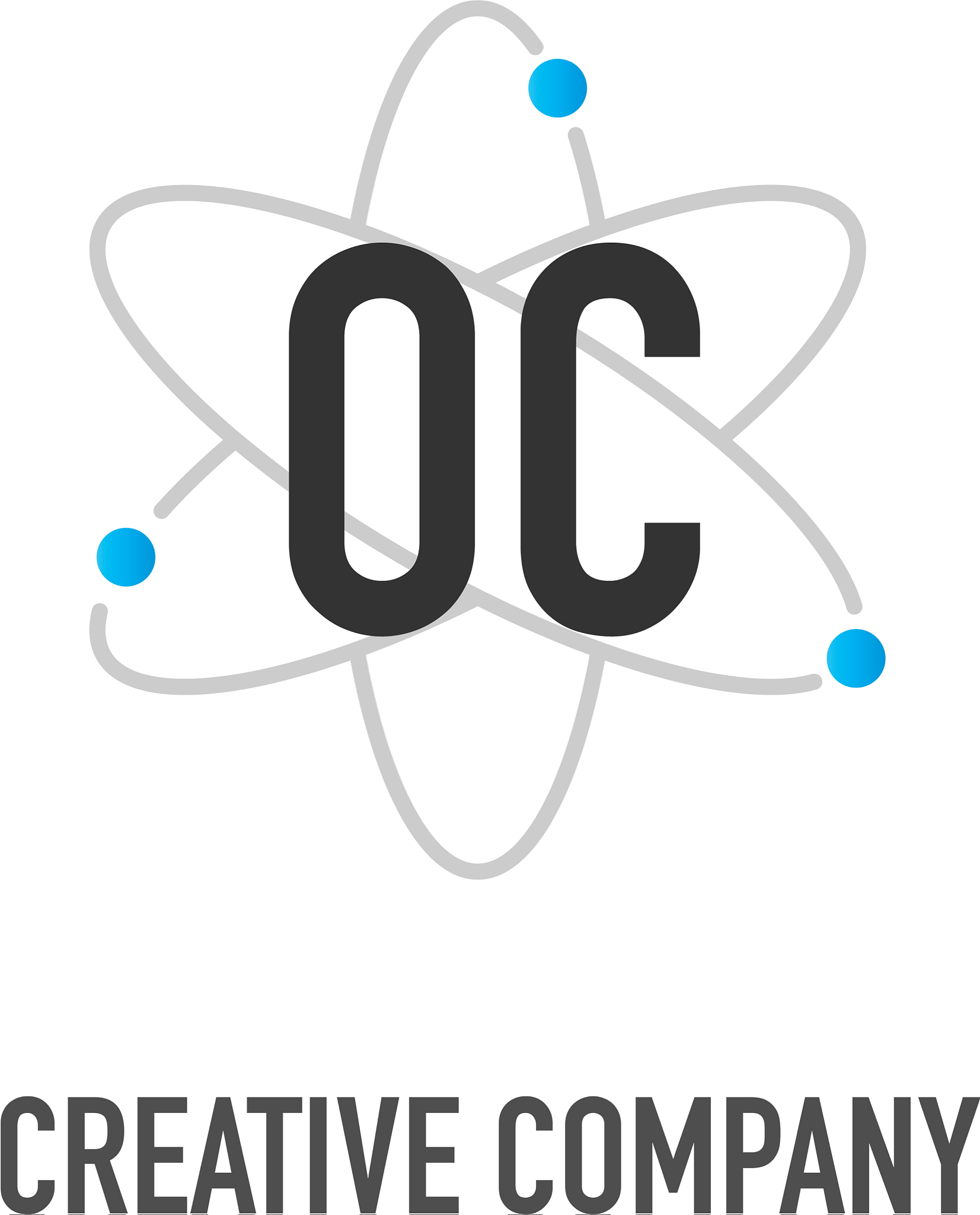 initial letter oc atom neutron design logo