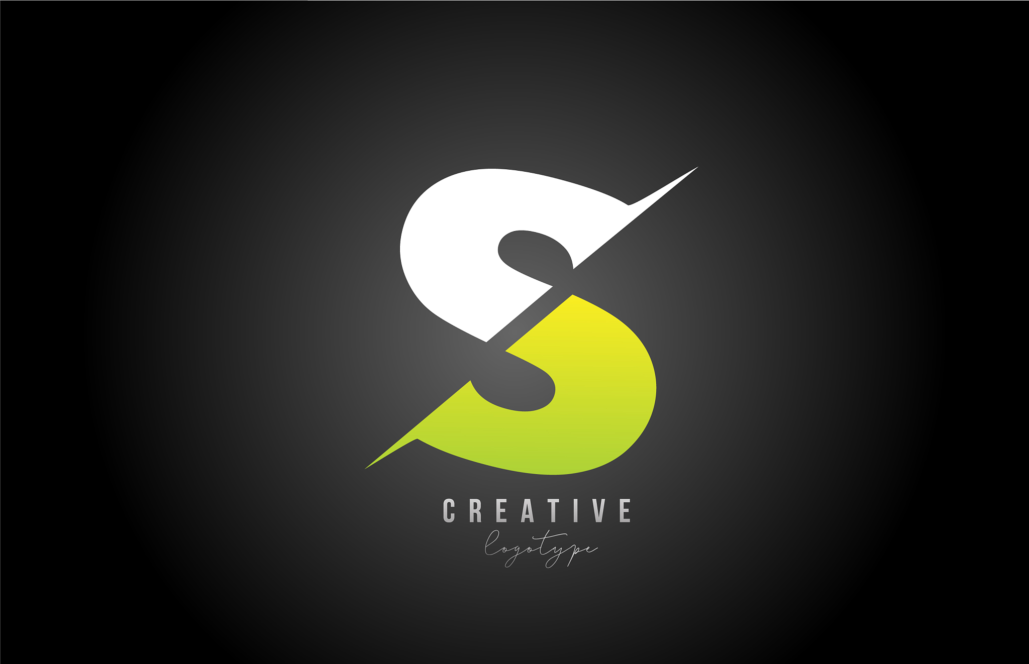 s white and green letter logo alphabet icon