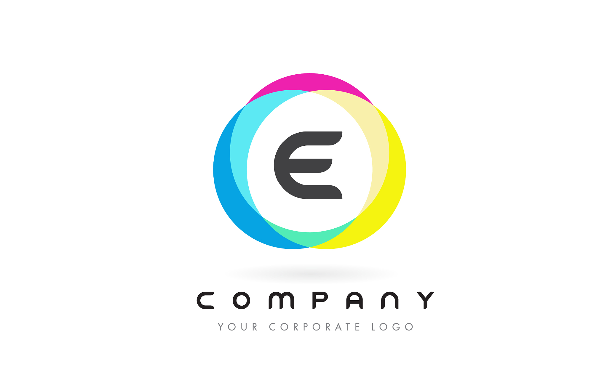 e letter logo design with rainbow rounded colors