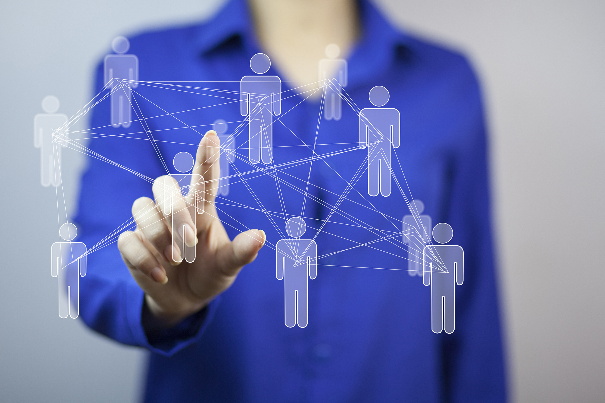 asian businesswoman putting people social network