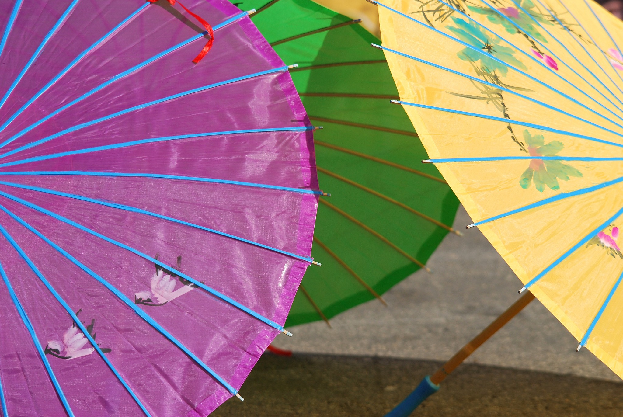 colorful umbrellas on floor