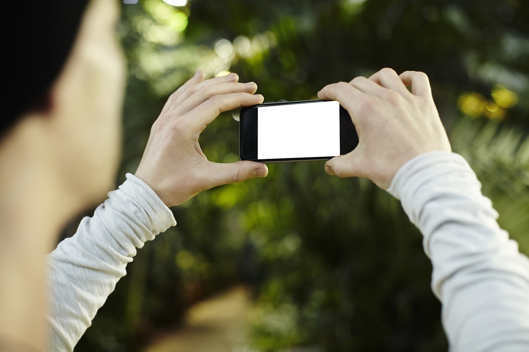 man taking photo picture by mobile phone in travel journey