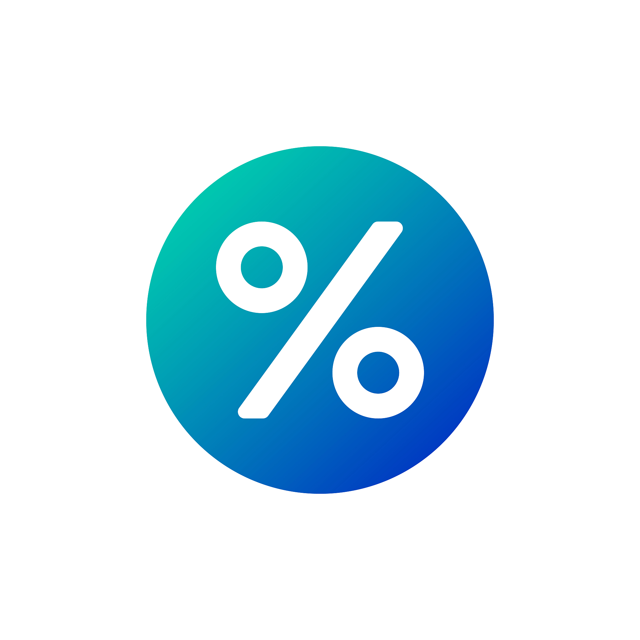 flat percent icon in circle, vector illustration isolated on whi