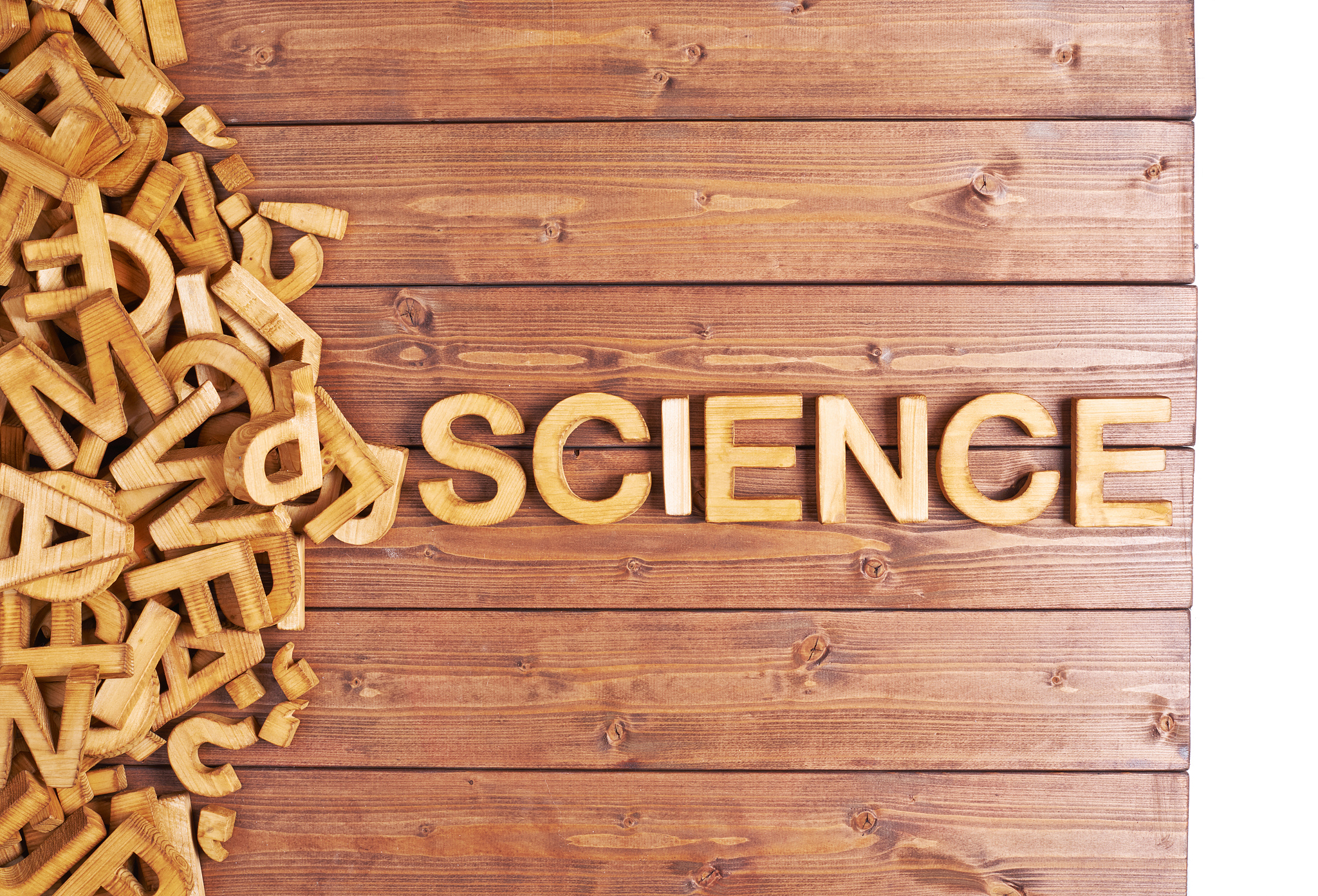 word science made with wooden letters