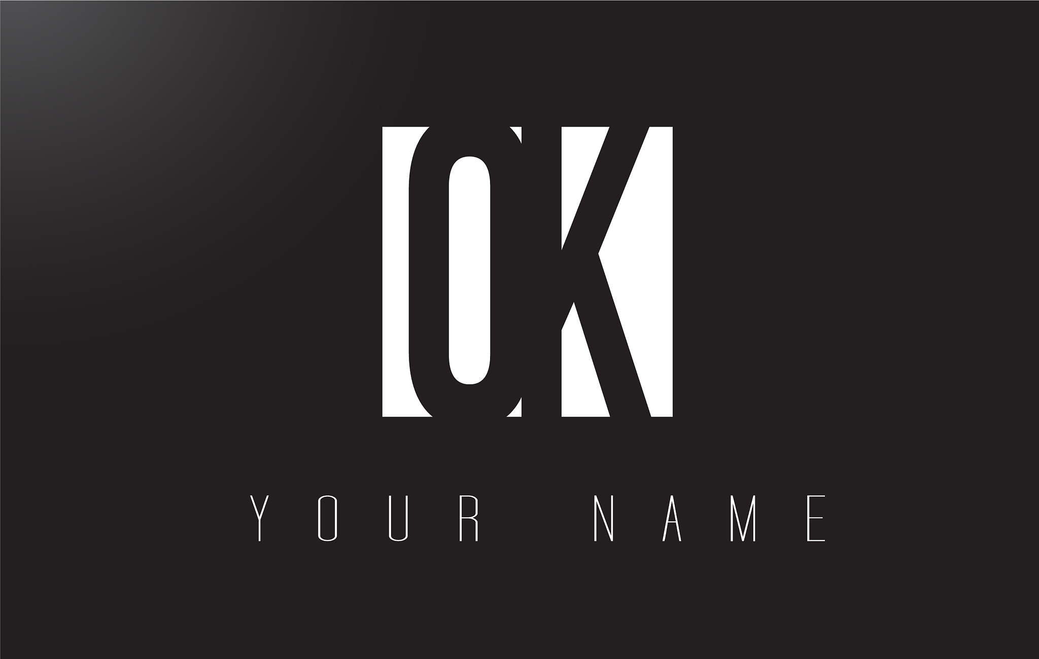 ok letter logo with black and white negative