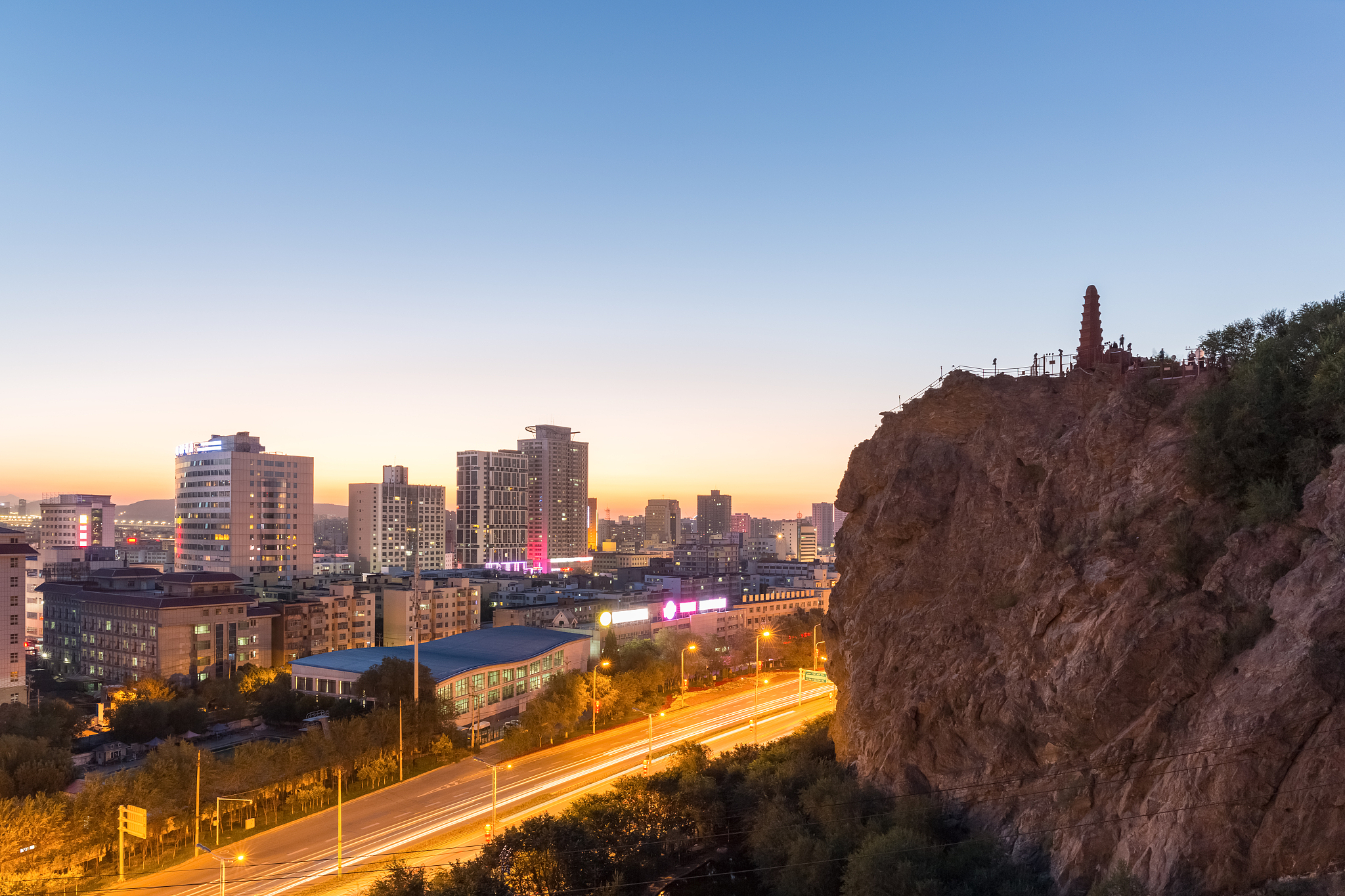 beautiful urumqi cityscape in sunset