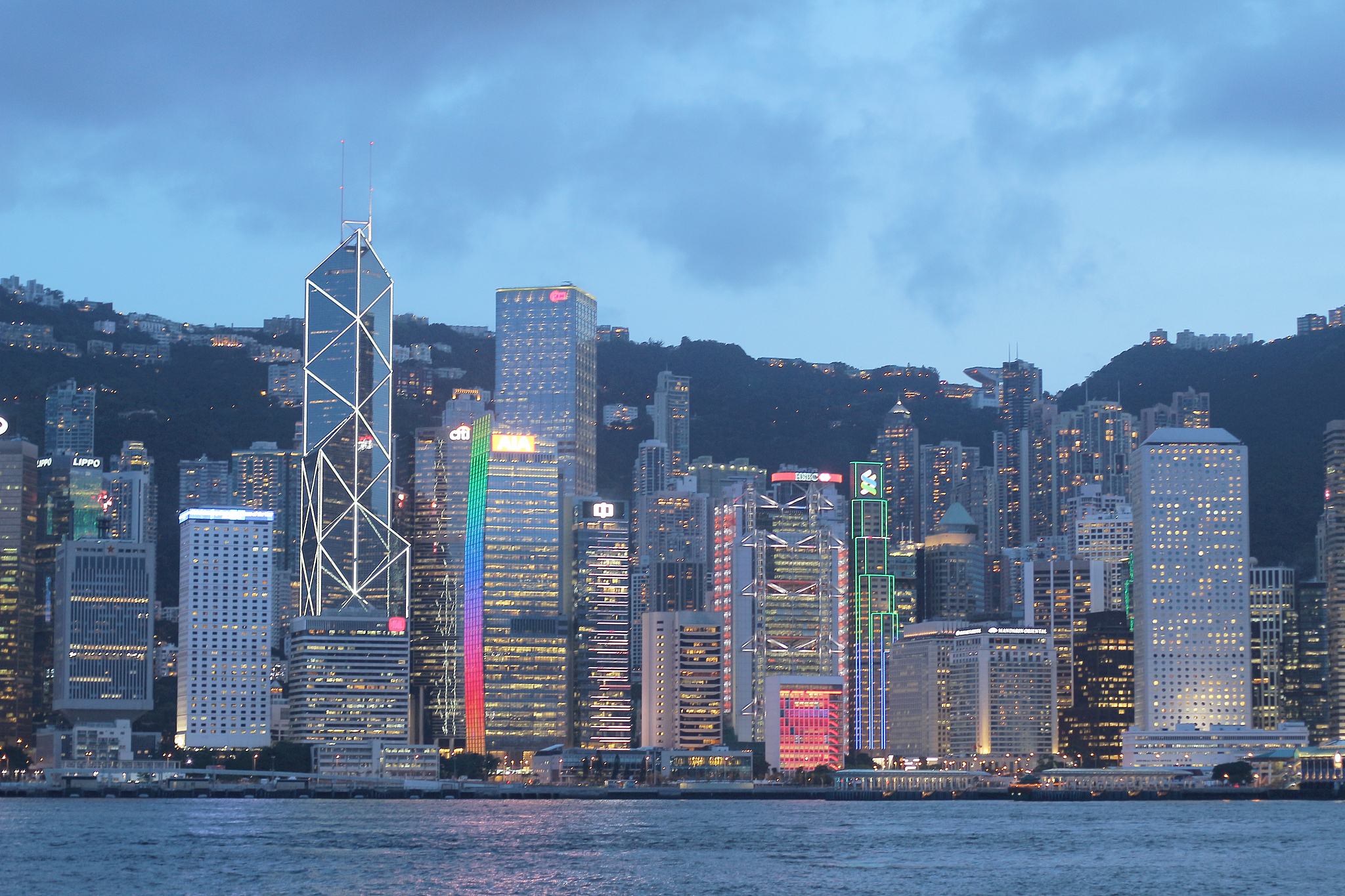 skyline of hong kong after sunset. sept 2014
