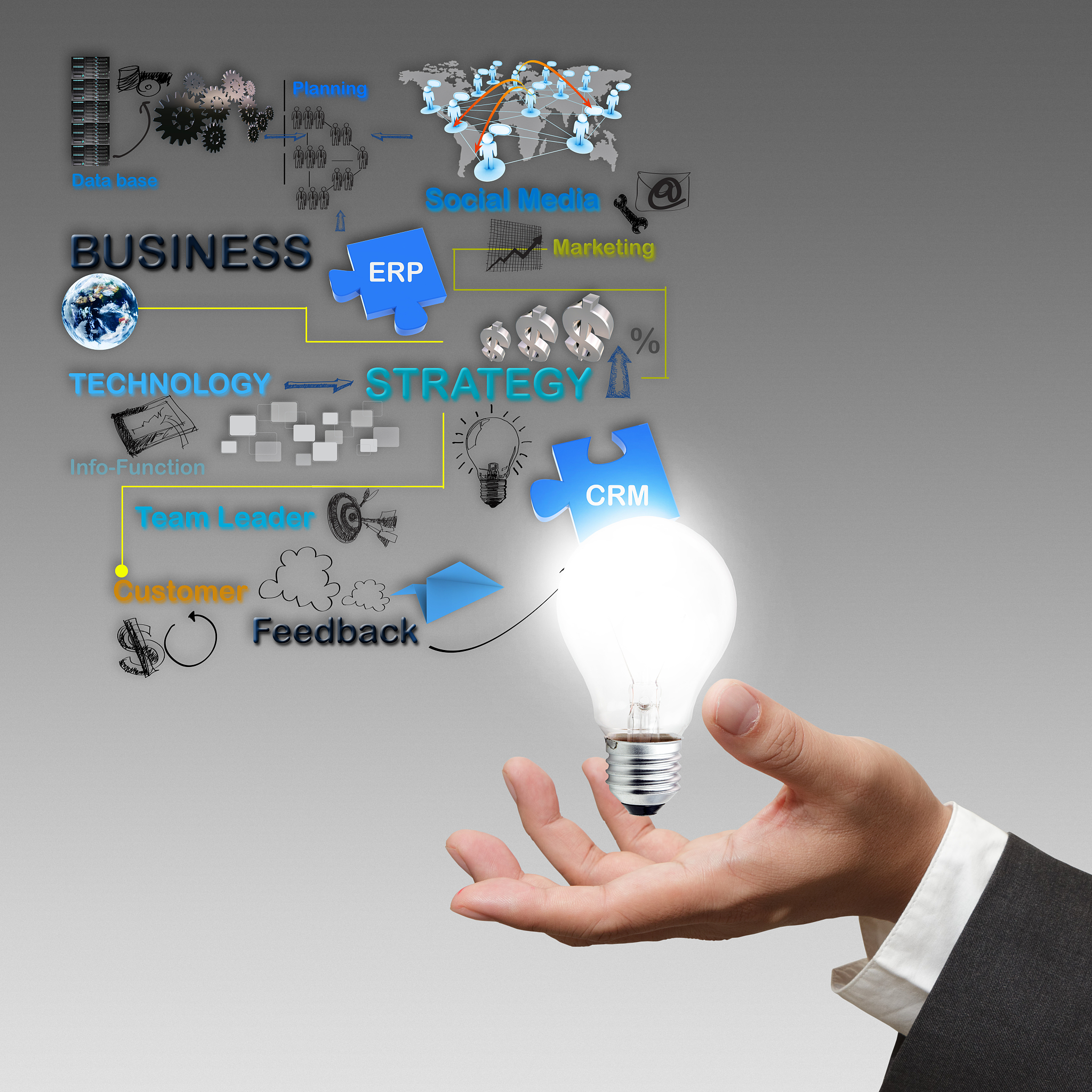 business hand hold light bulb