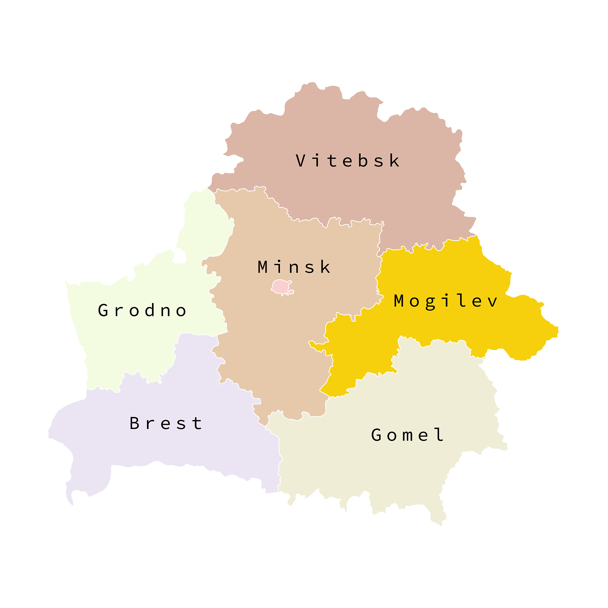 vector illustration of administrative division map of belarus. v