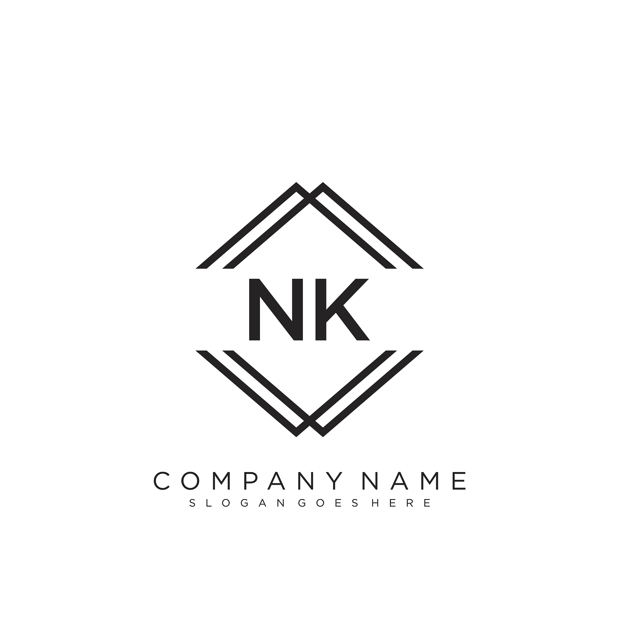 nk initial handwriting logo design