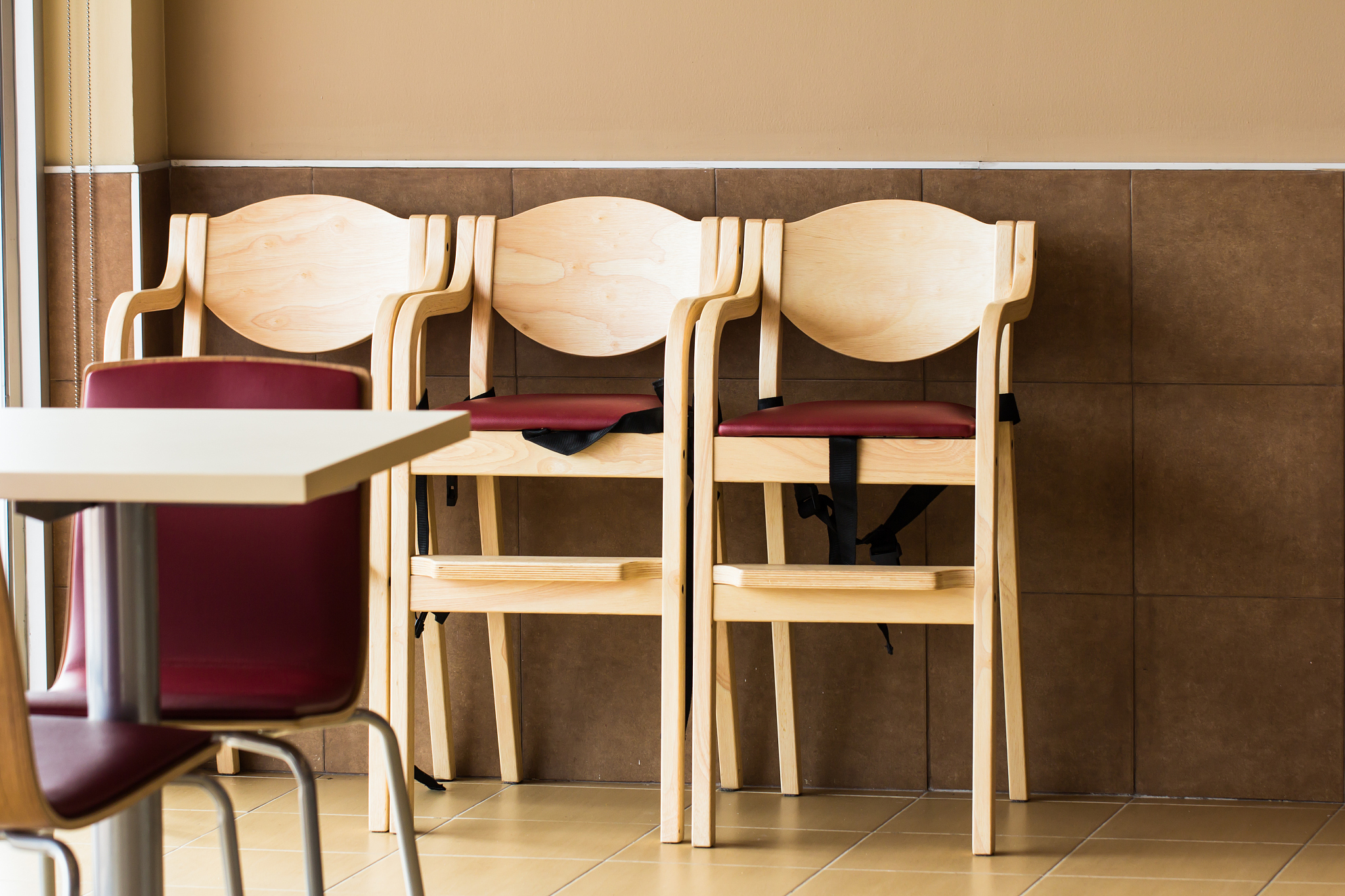interior with modern wood chairs