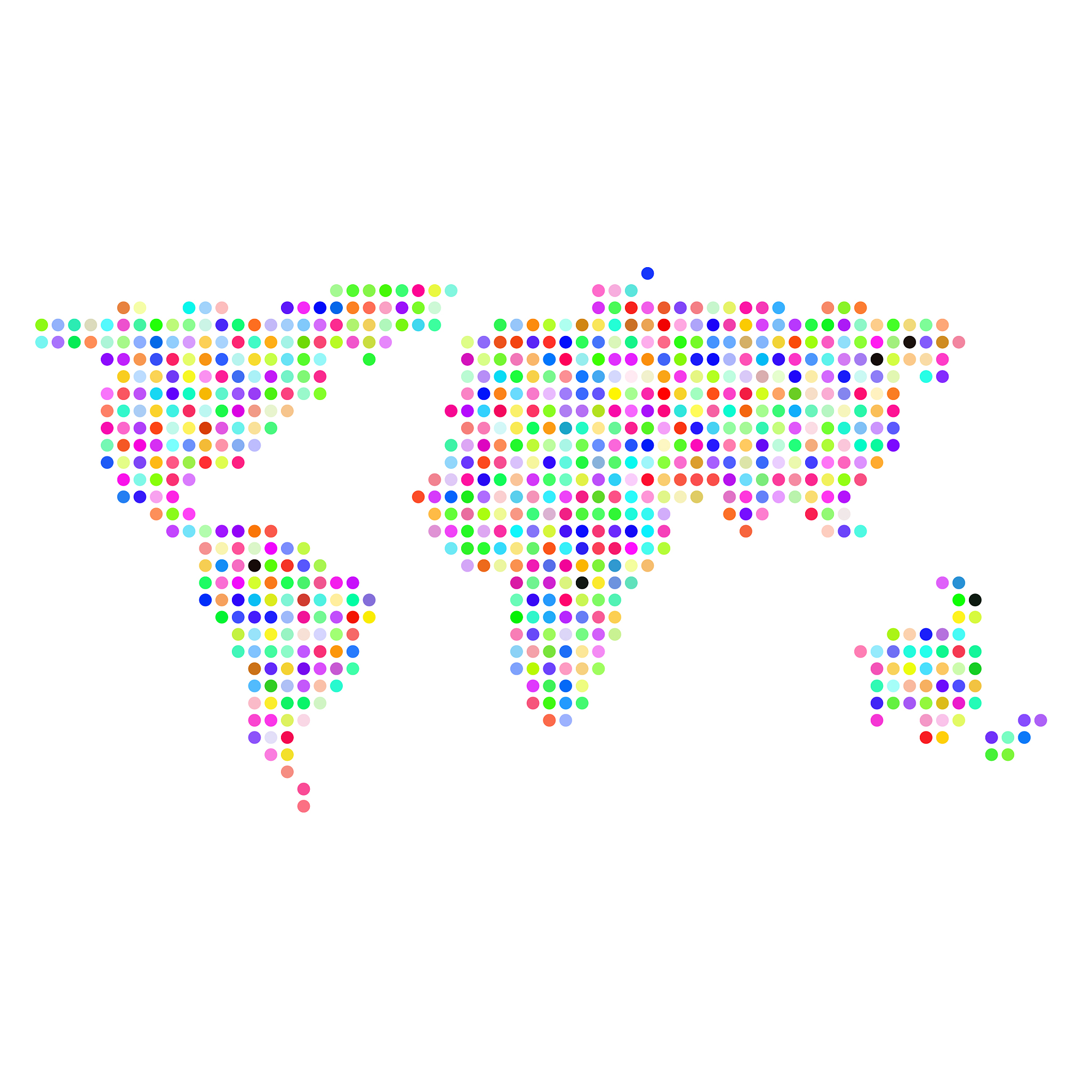 colorful dotted world map