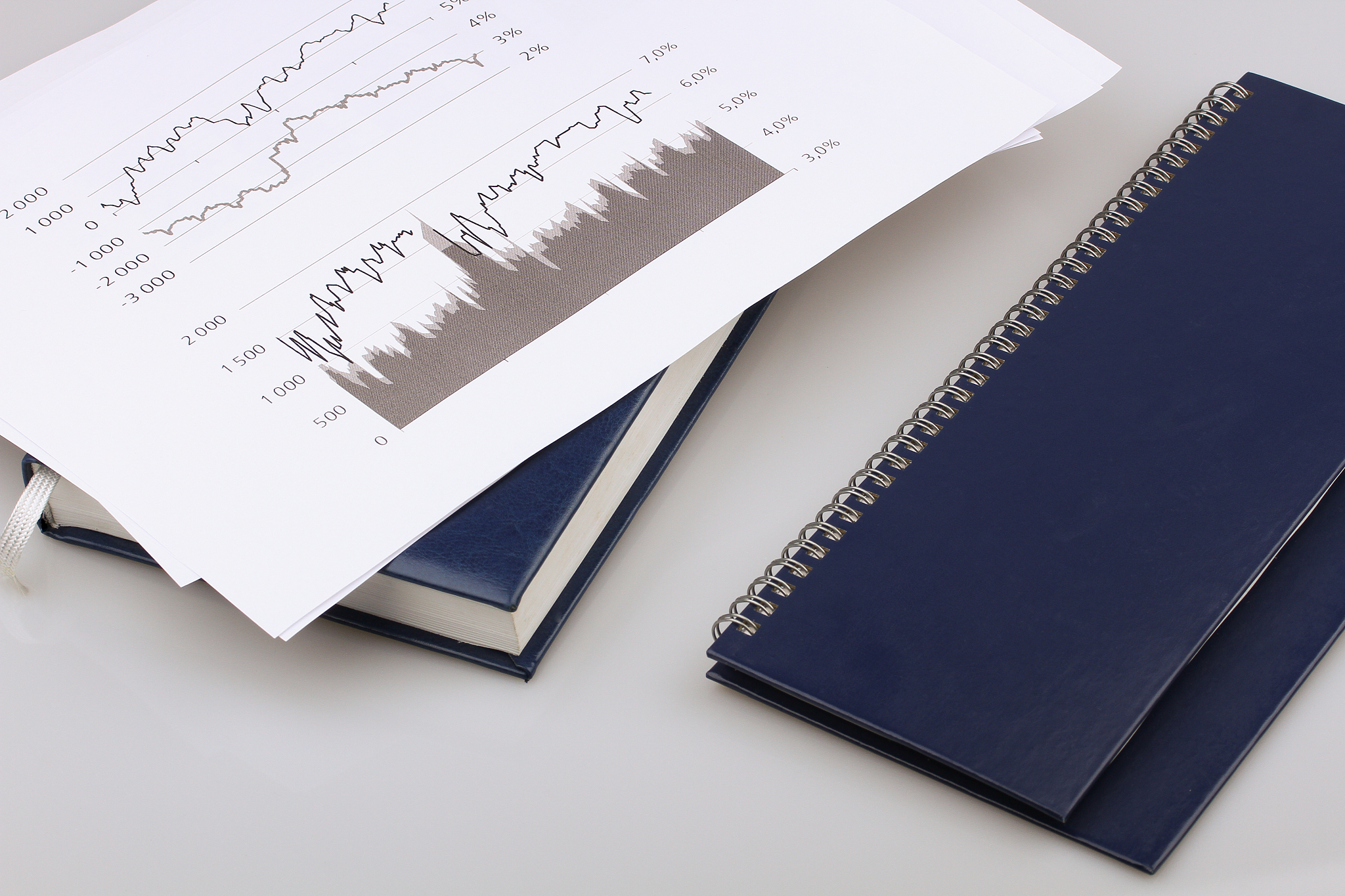 business still life of diary, weekly, charts