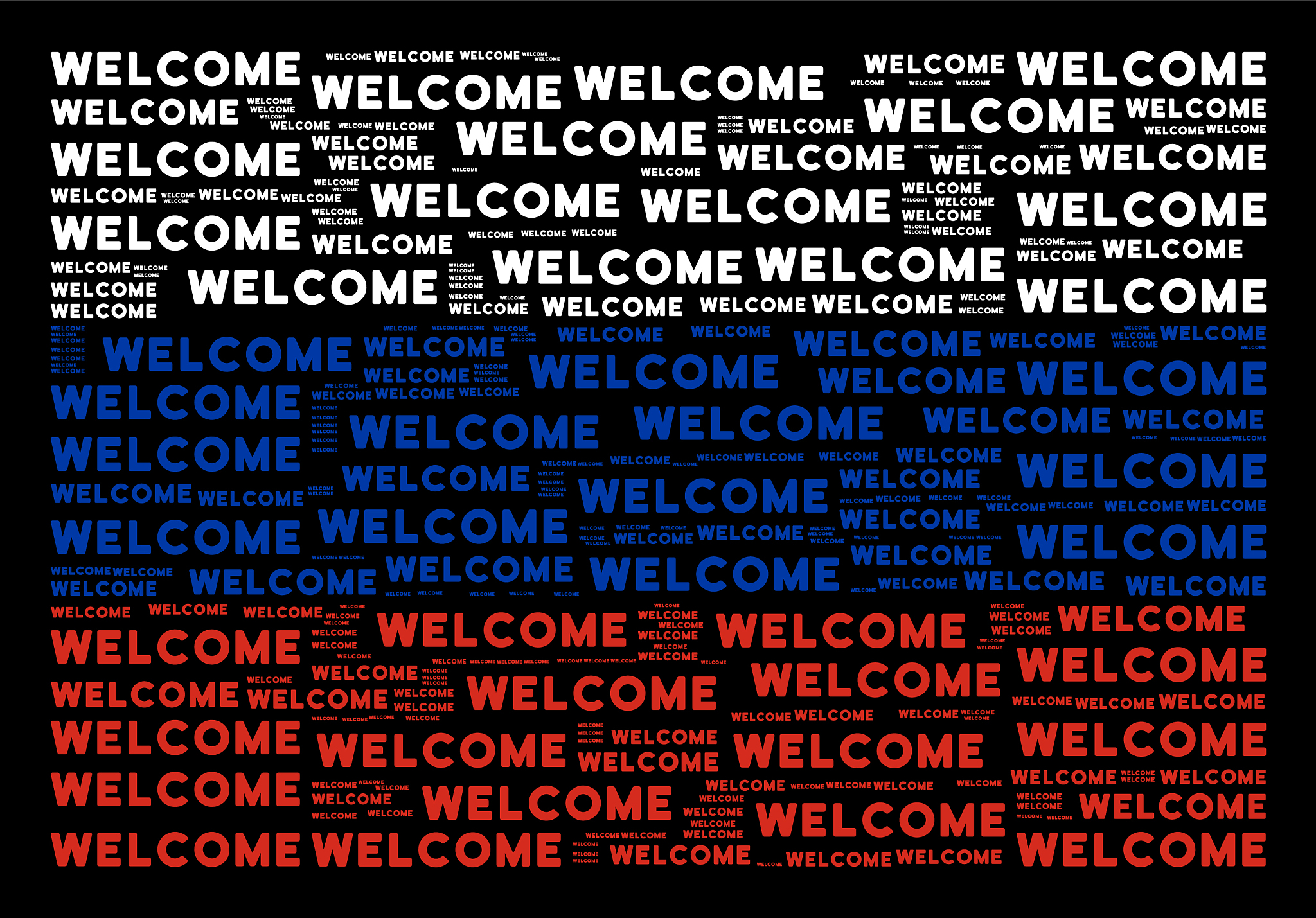 russia flag collage of welcome texts