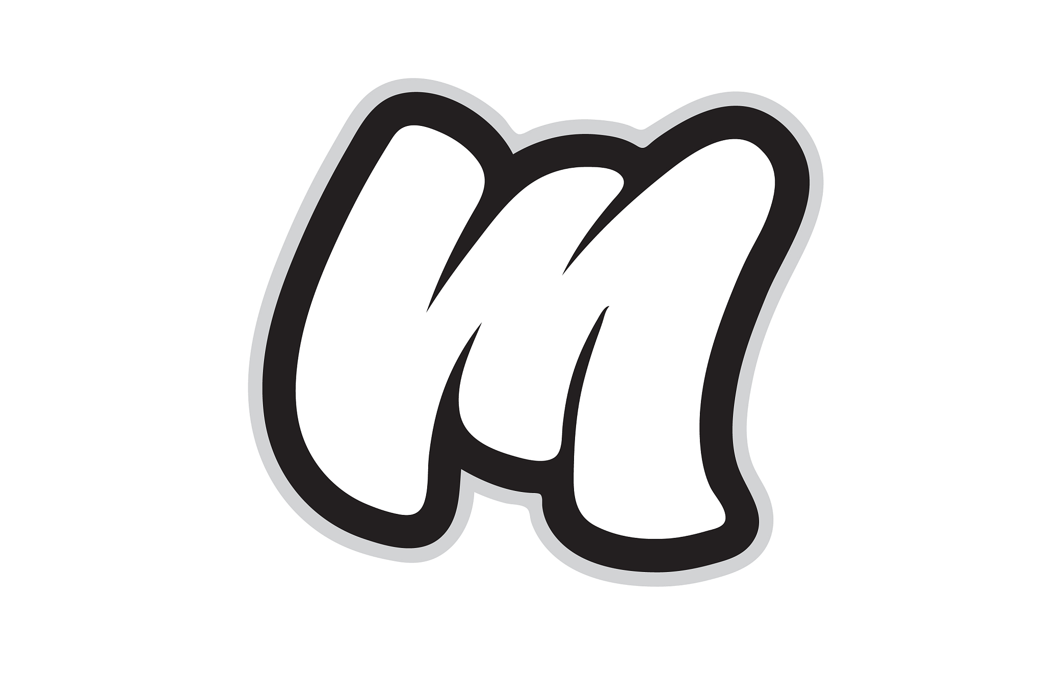 m black and white alphabet letter logo icon design