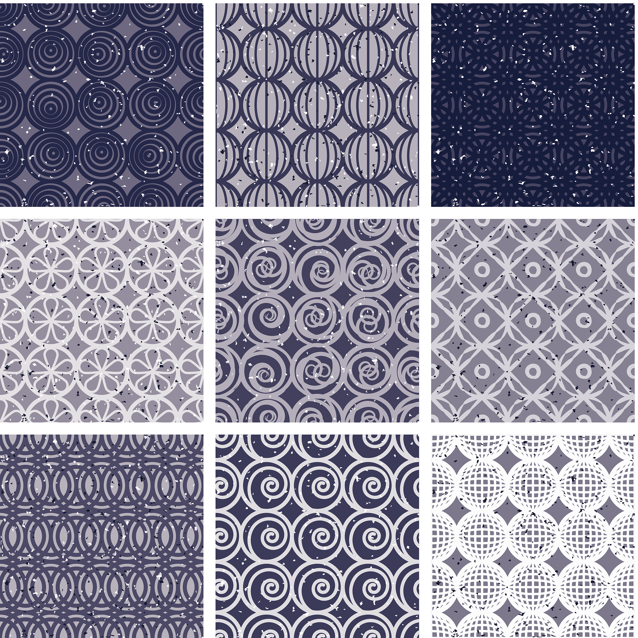 geometric and monochrome seamless vintage tiles set with aged te