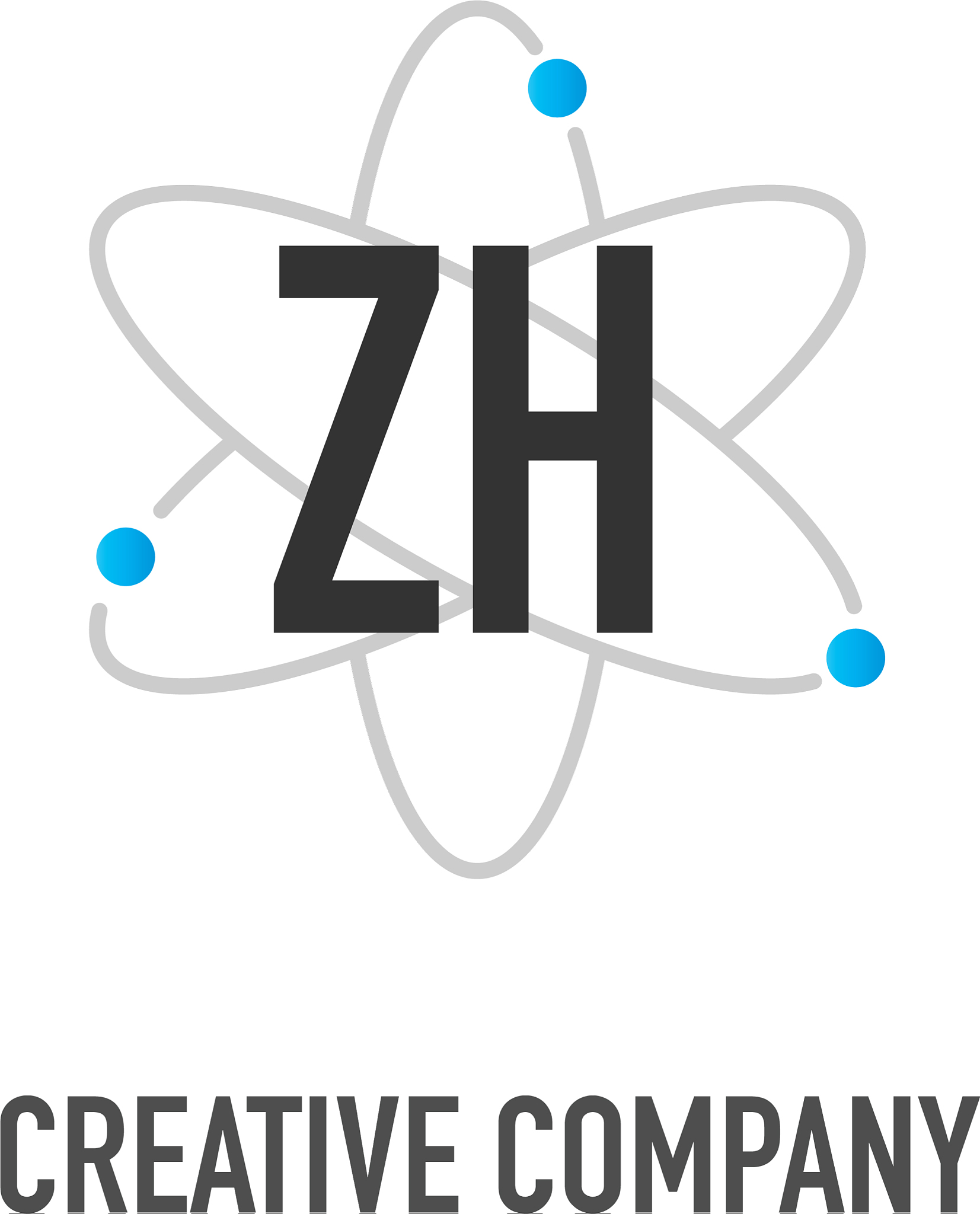 initial letter zh atom neutron design logo