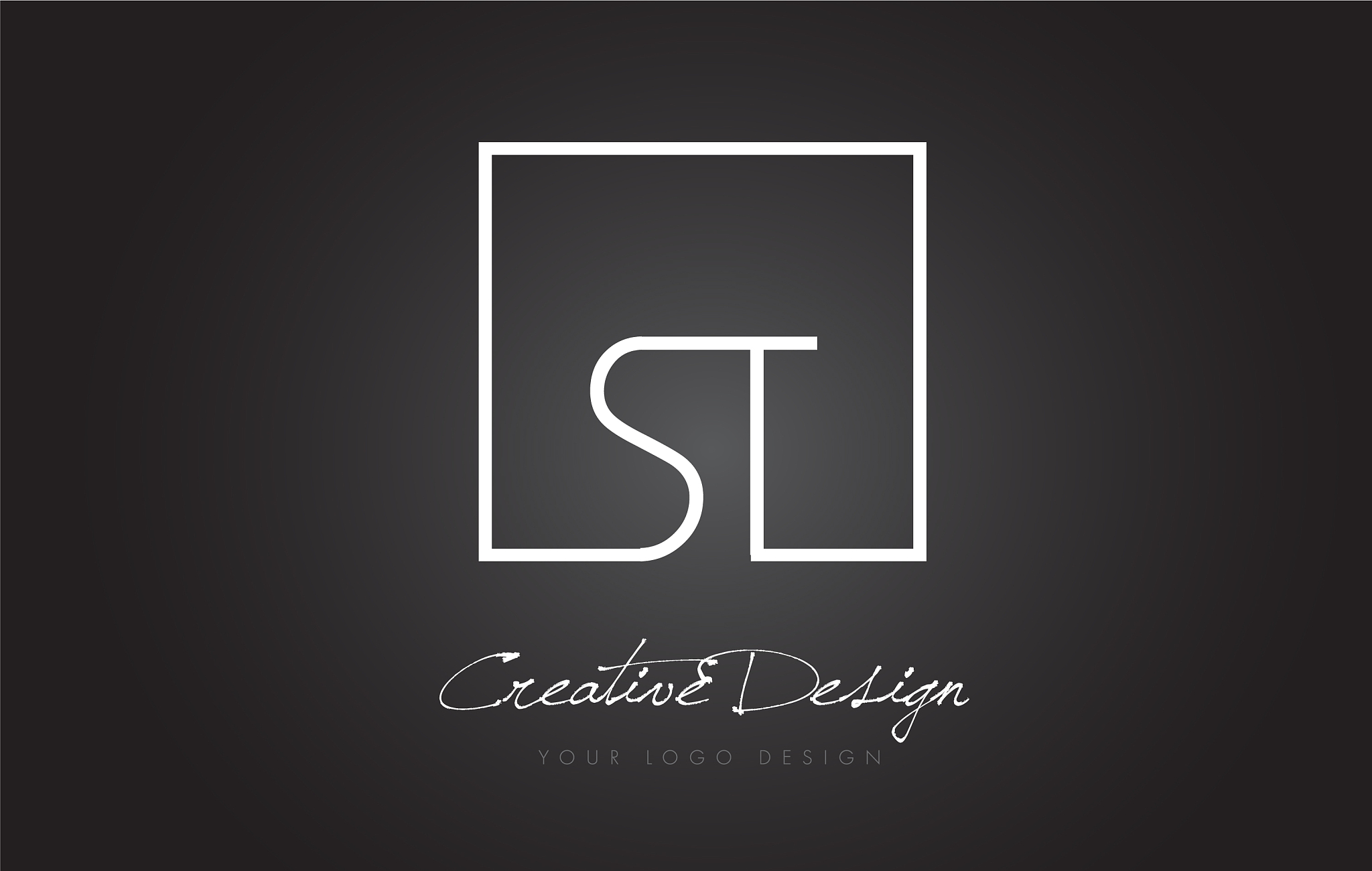 st square frame letter logo design with black and