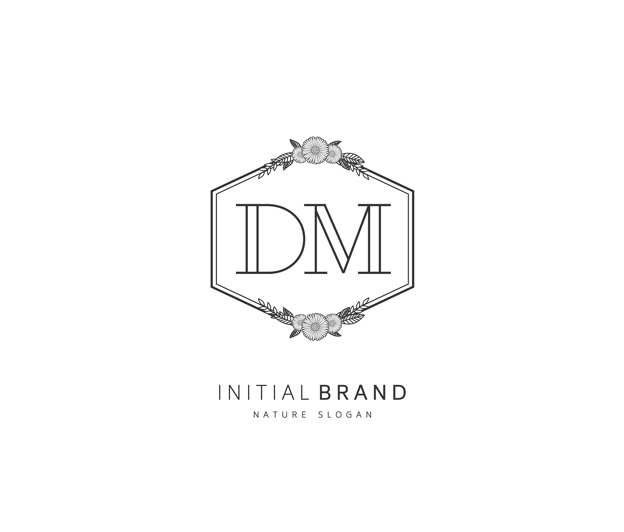 d m dm beauty initial logo handwriting logo of