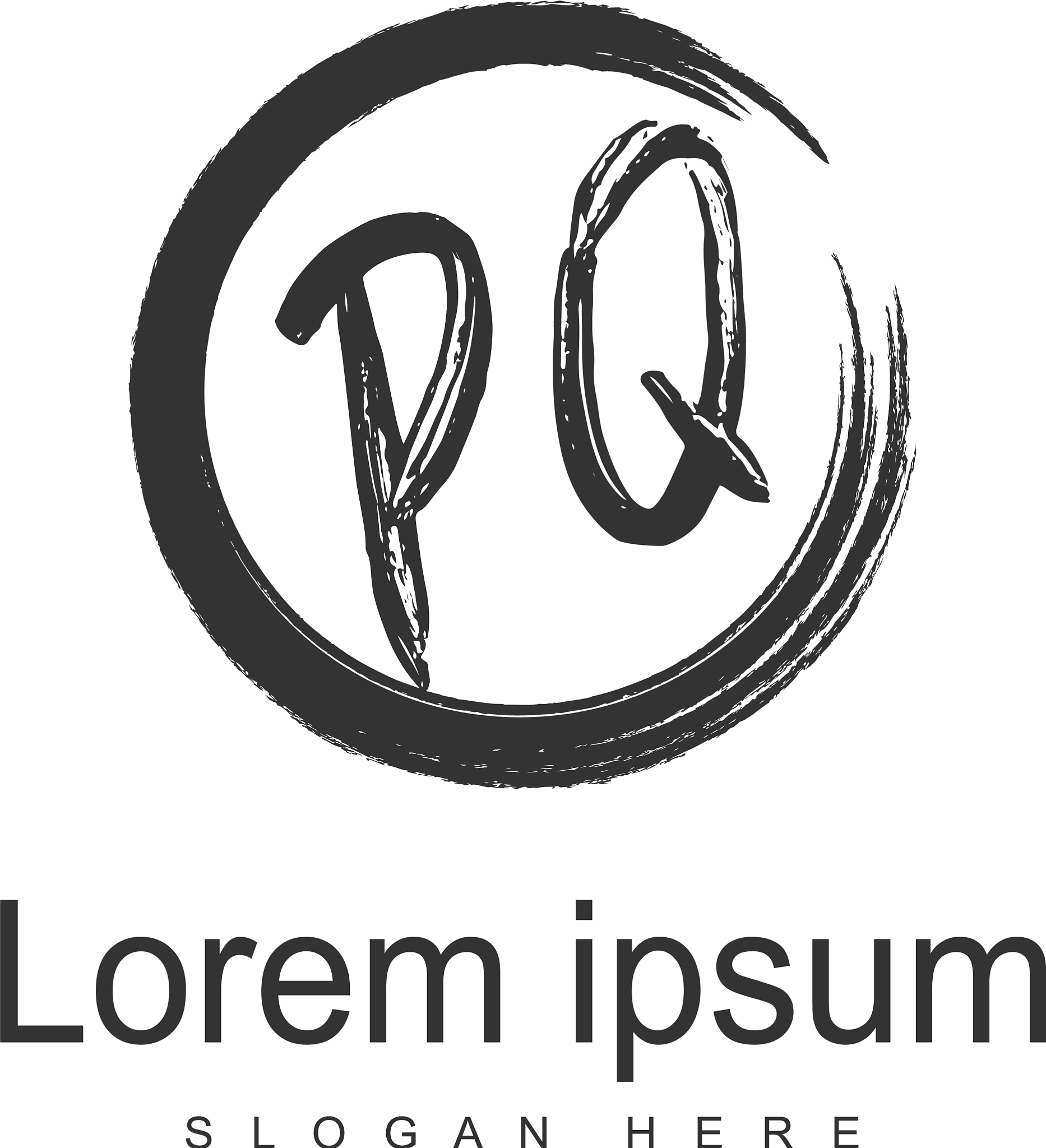 initial pq logo template with modern frame