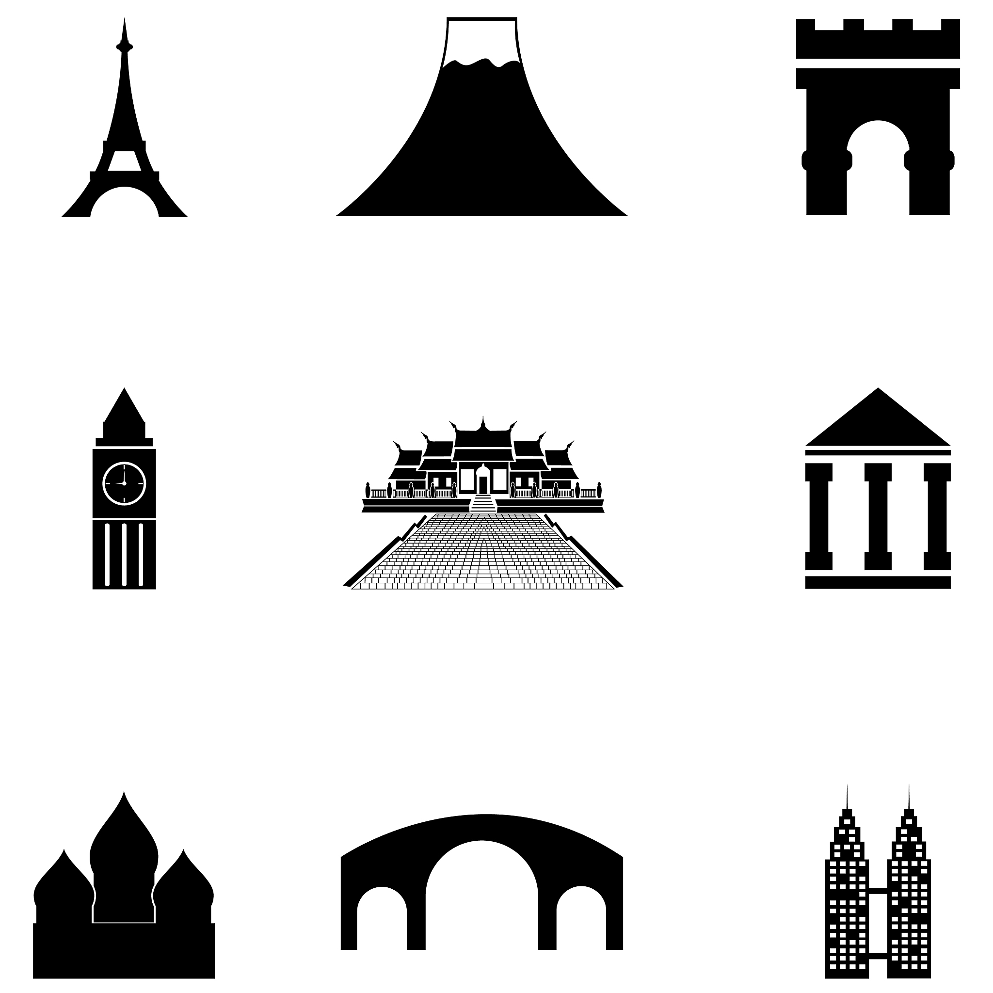 world landmarks icon set
