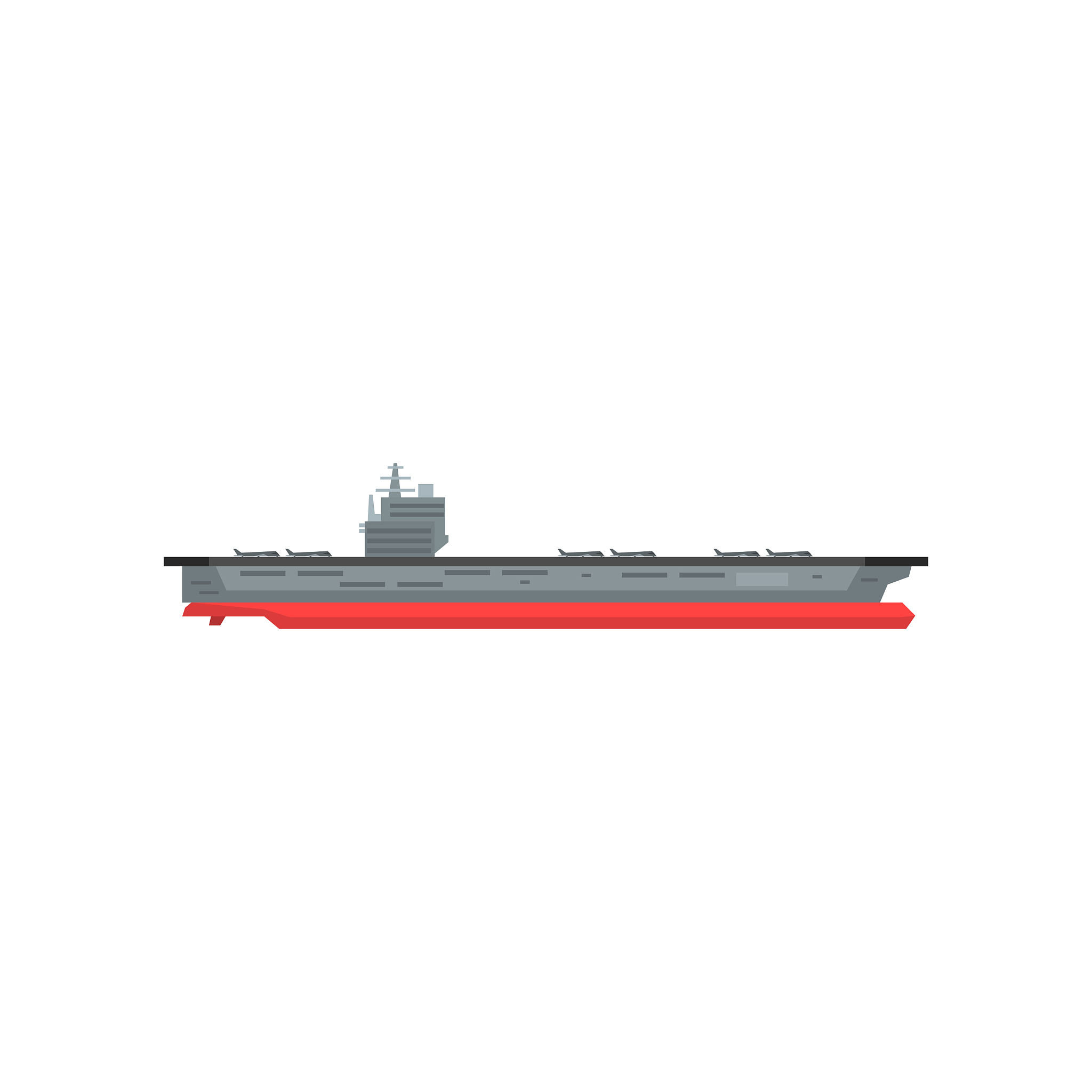 large cartoon aircraft carrier with military
