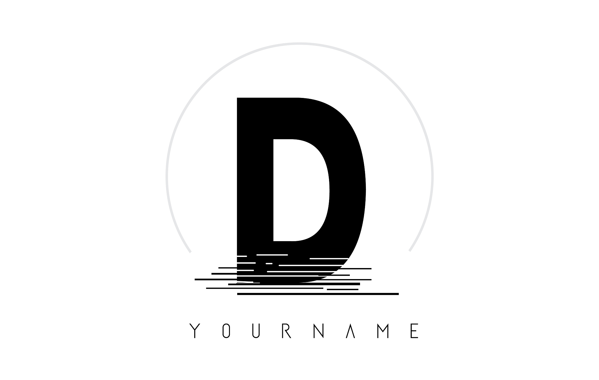 d black letter logo design with circular shape