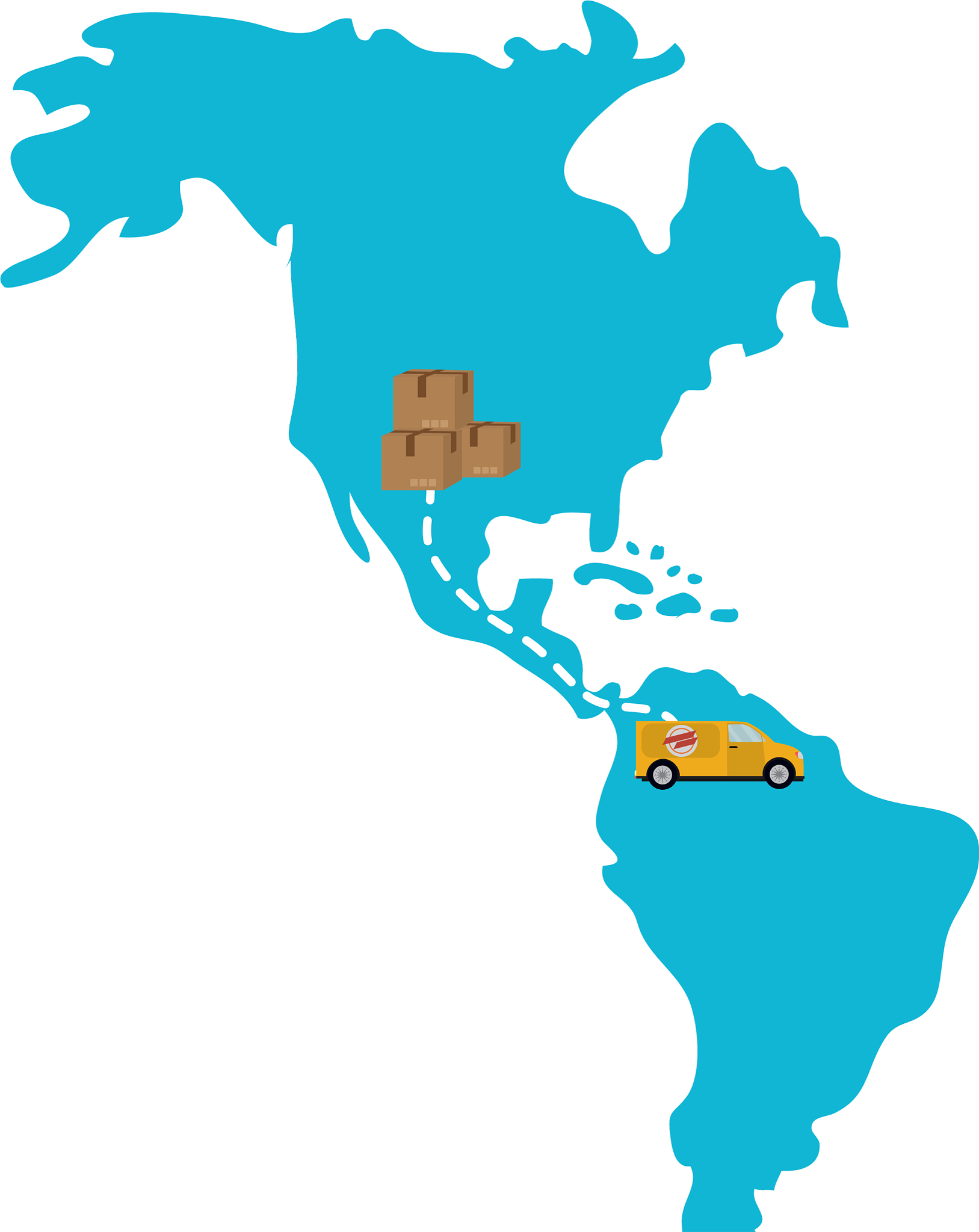 america map with delivery elements