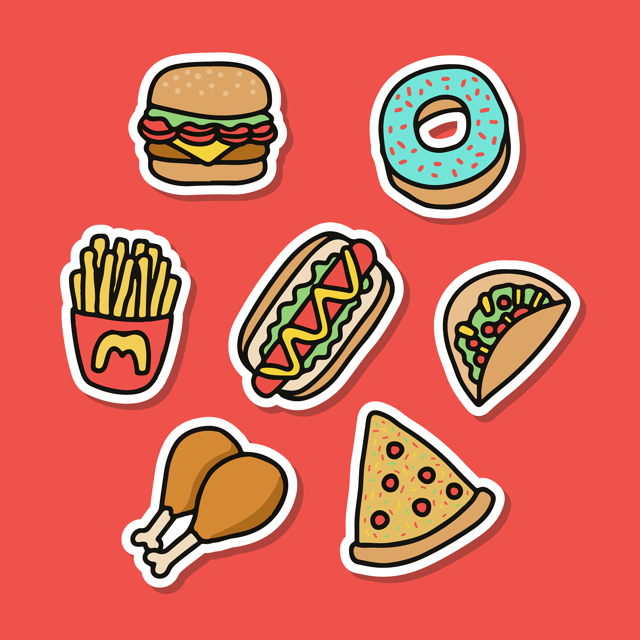 junk food sticker good for print design