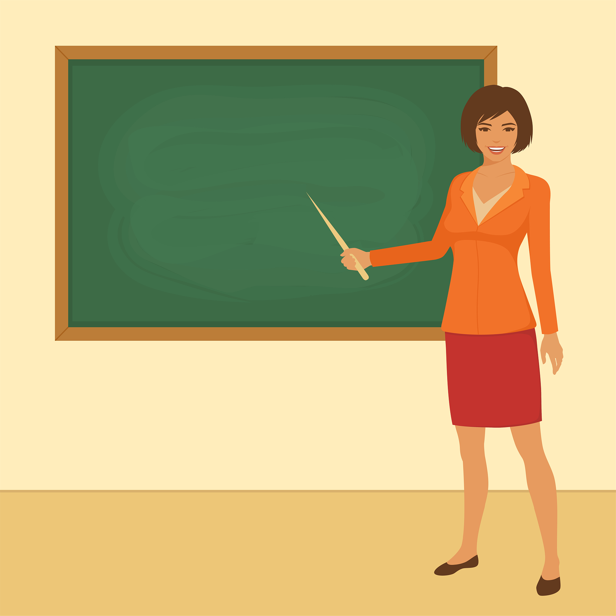 teacher in front of board