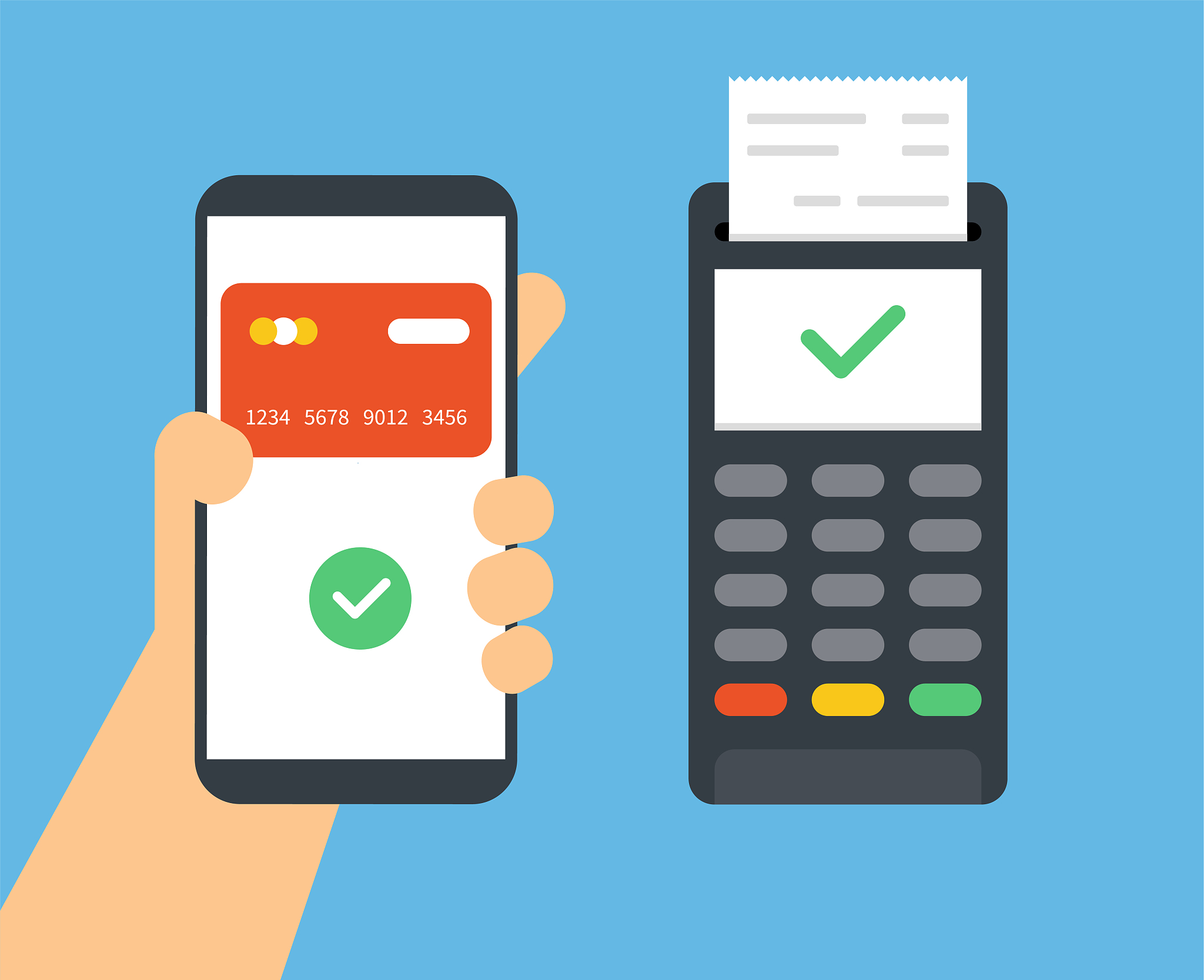payment with terminal. mobile phone and terminal. bank transacti