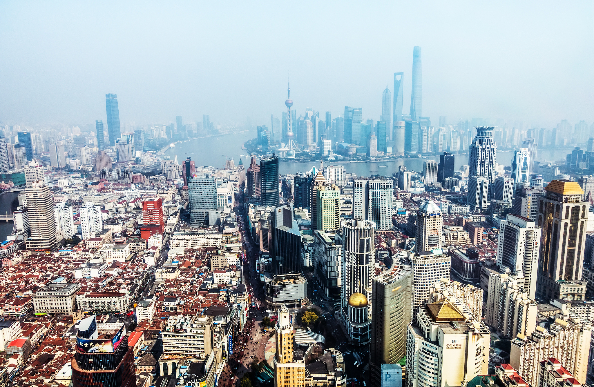 shanghai skyline with modern urban skyscrapers