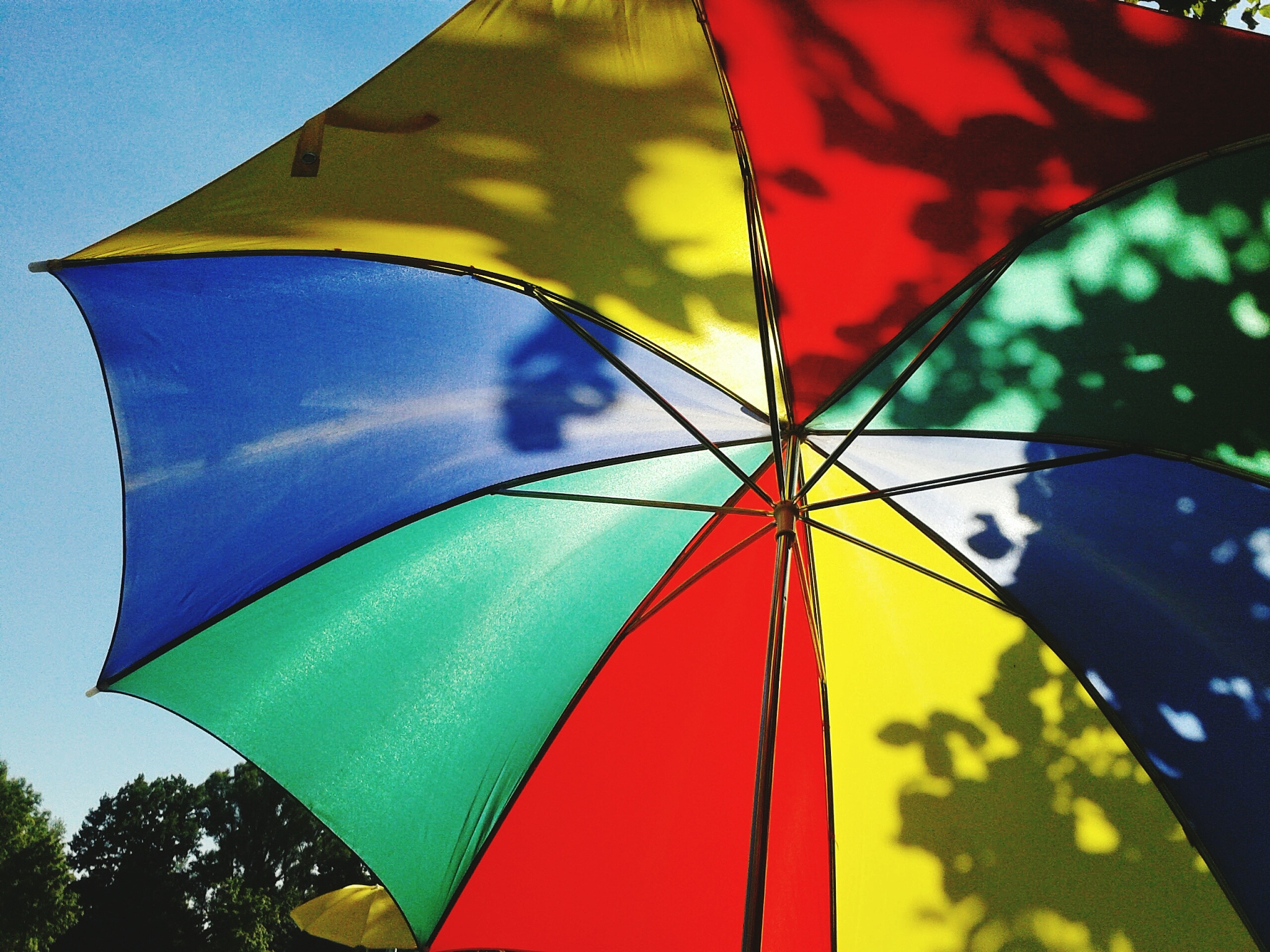 low angle view of colorful umbrella