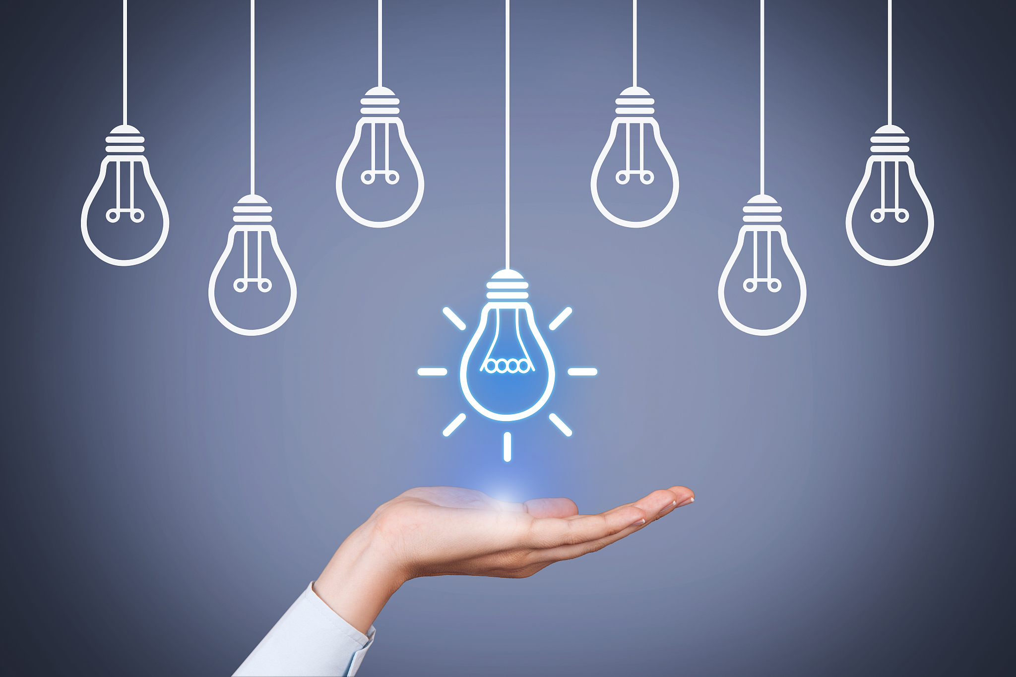 innovation concepts with light bulbs on touch screen