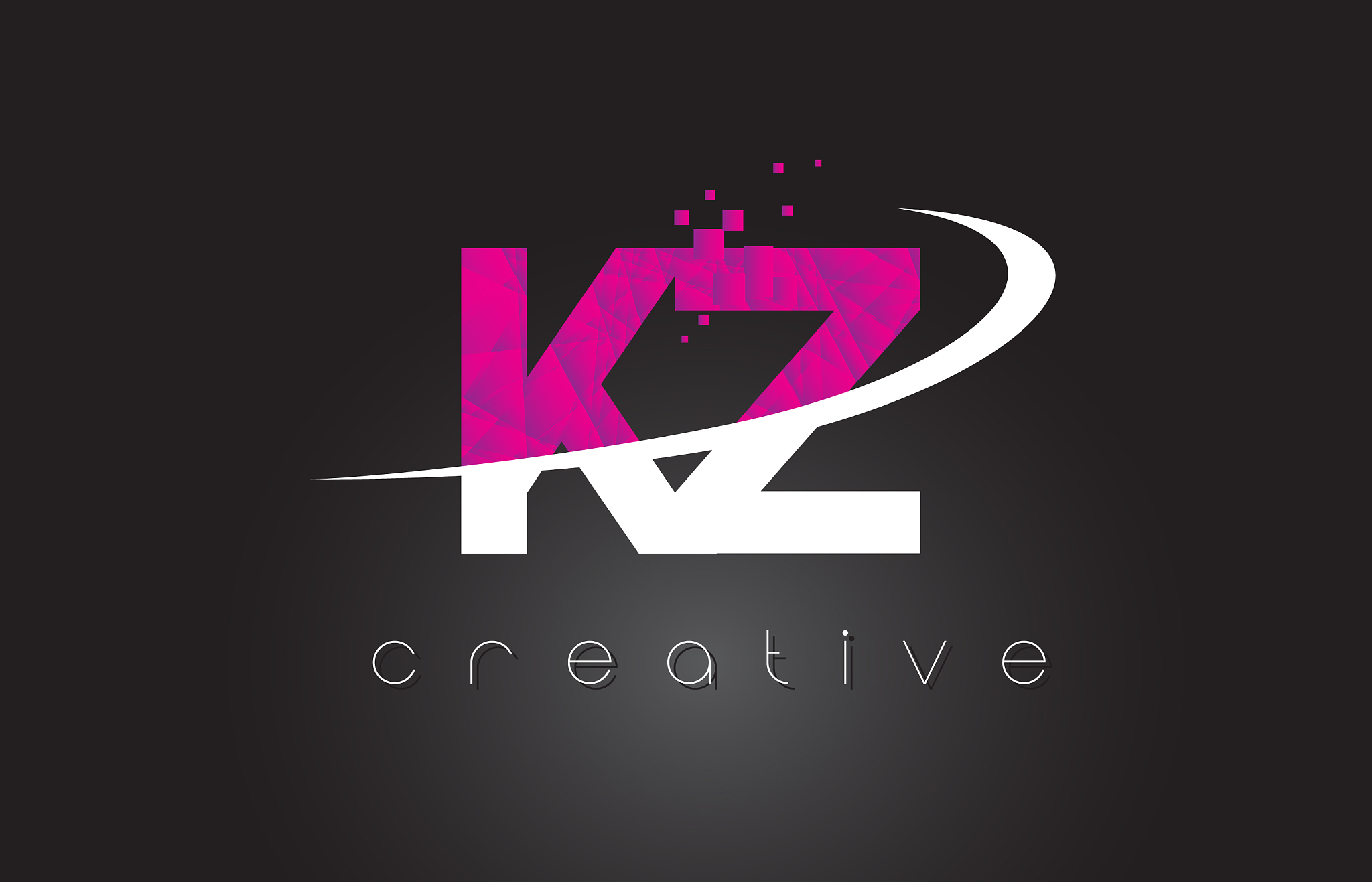 kz k z creative letters design with white pink