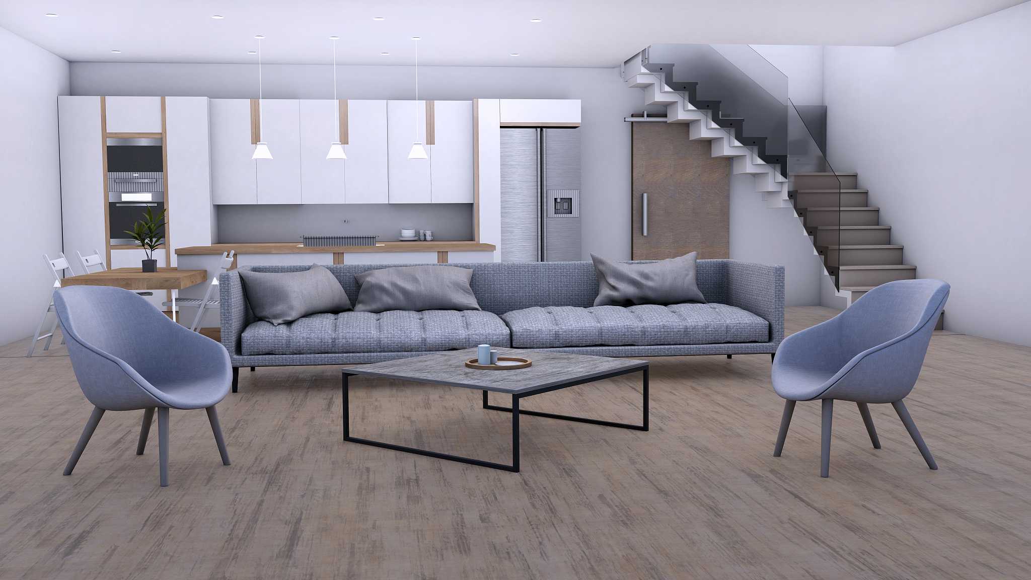3d render of a beautifully furnished contemporary home