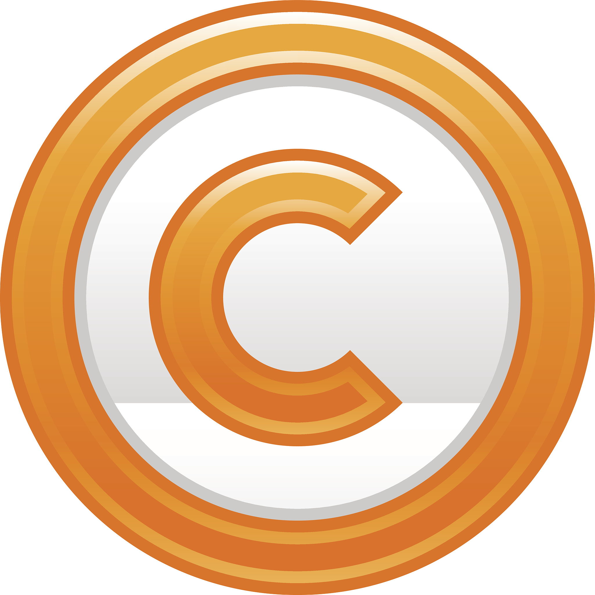 orange copyright symbol sign matte icon