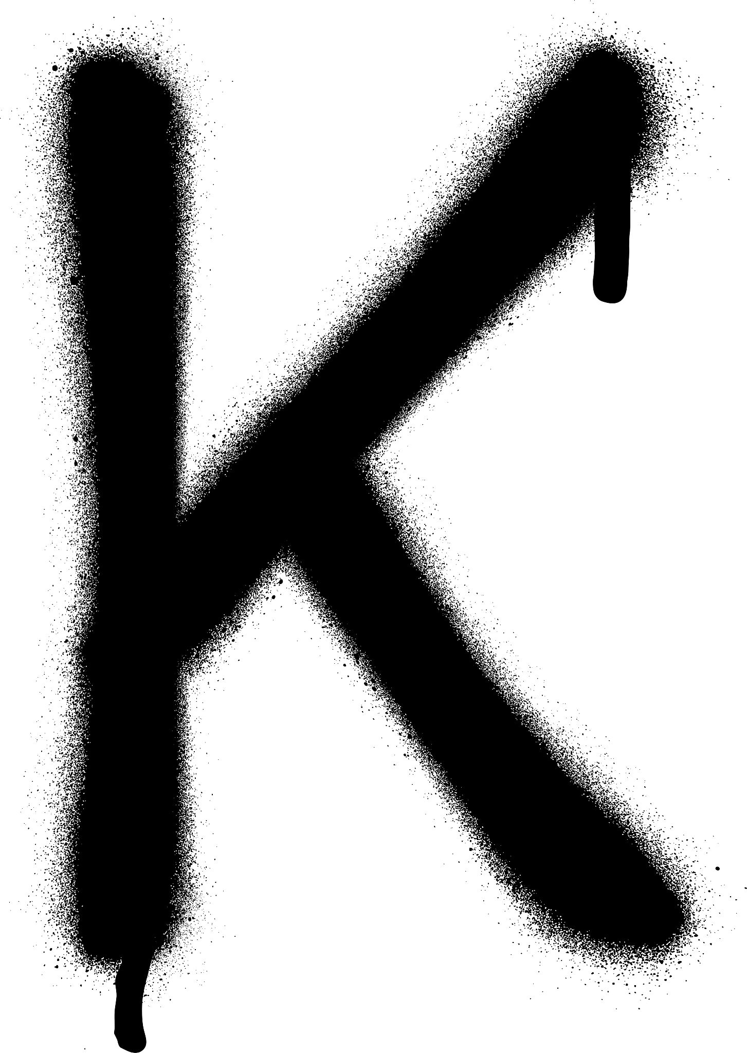sprayed k font graffiti with leak in black
