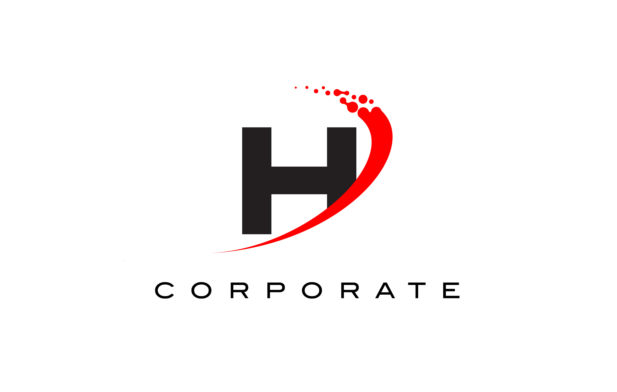 h modern letter logo design with swoosh