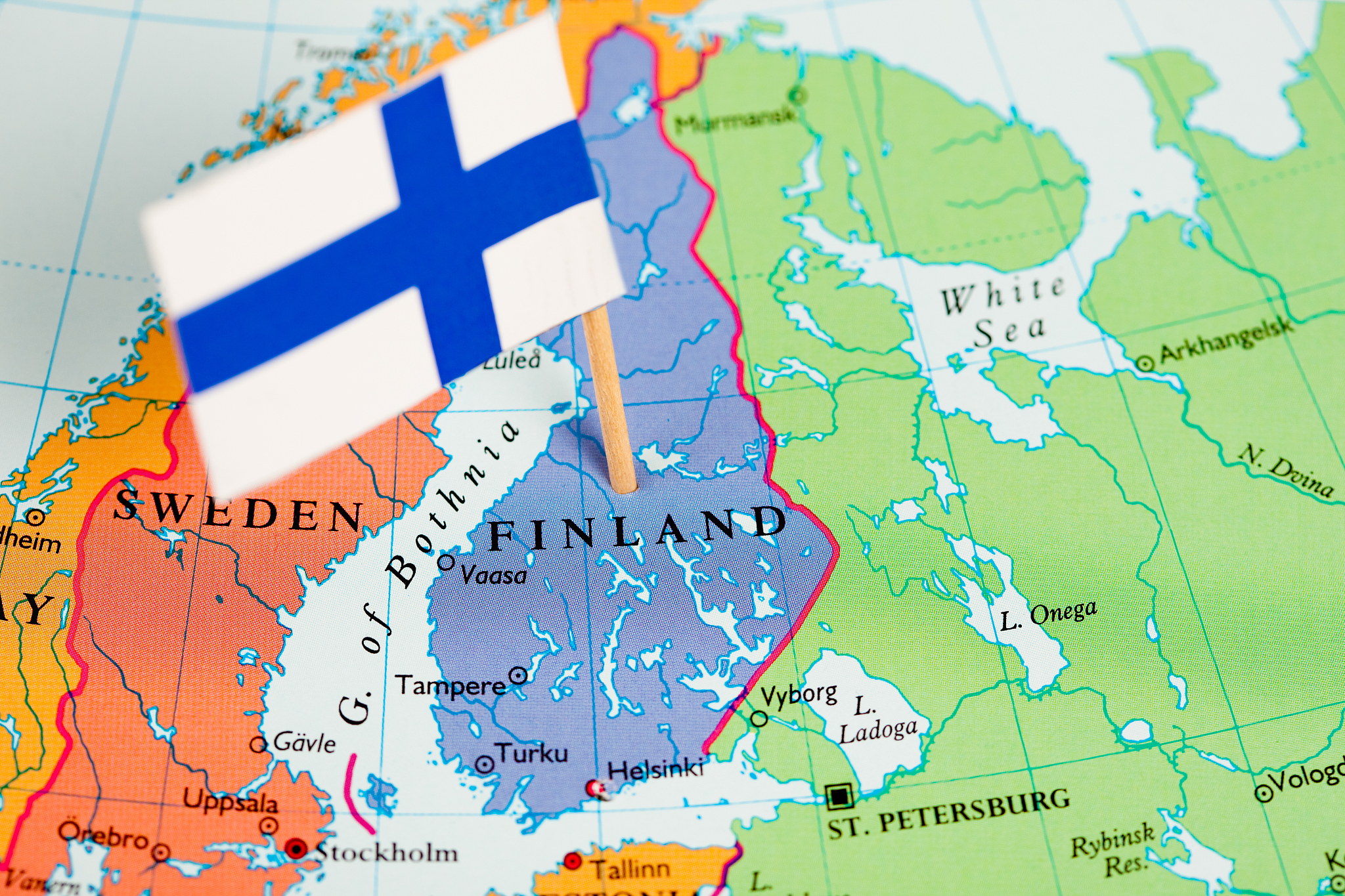 map and flag of finland